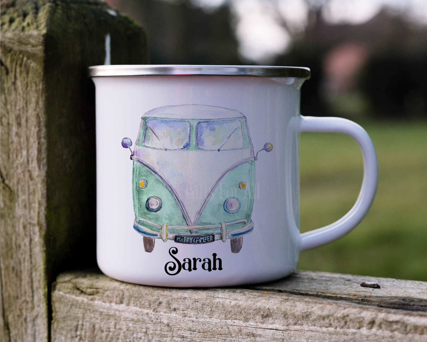 Personalised Camper Enamel Mug, Outdoor Mug, Metal Camping Mug