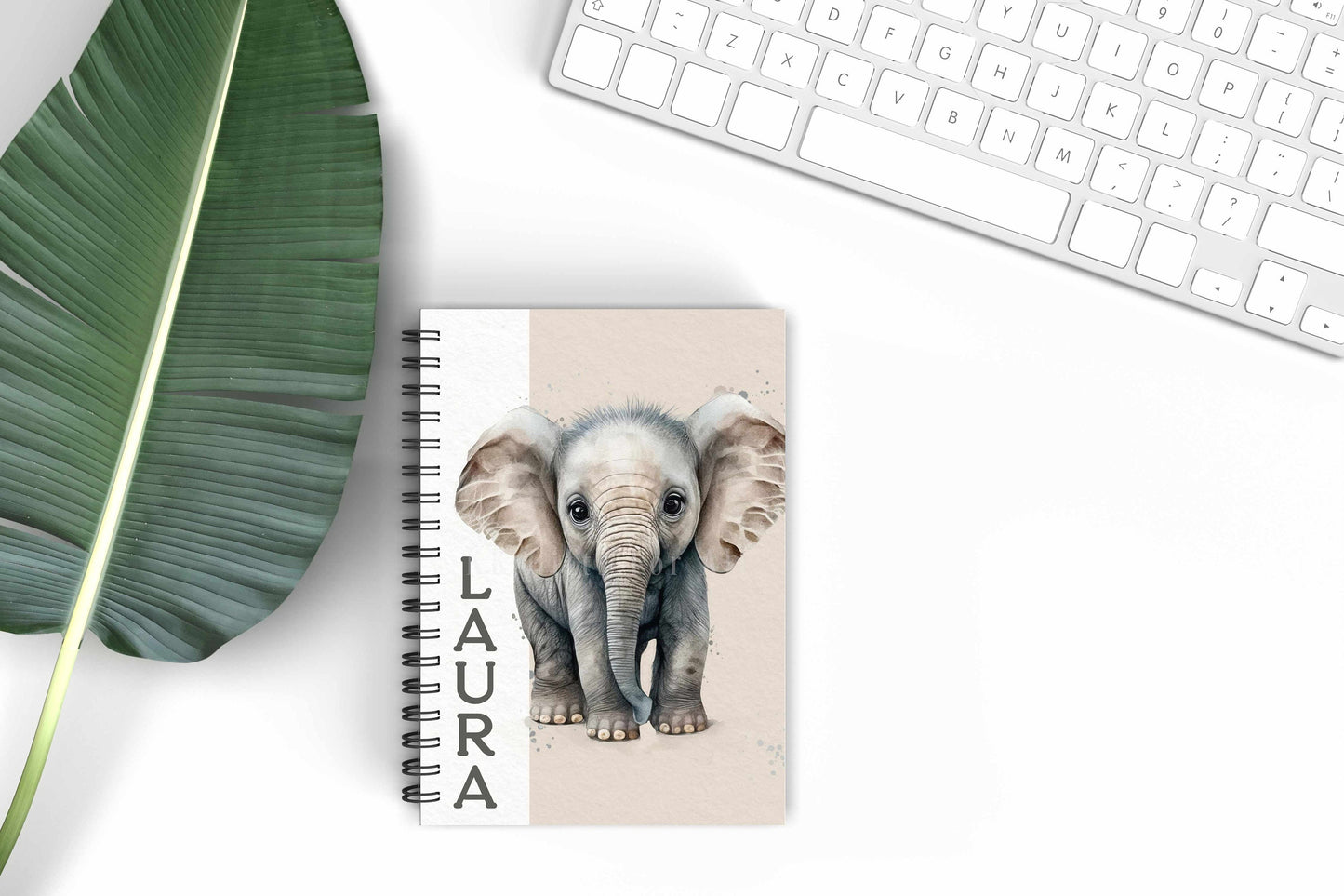 Personalised Elephant A5 Notebook, Elephant Lover Notepad Gift, Elephant School Office Notebook
