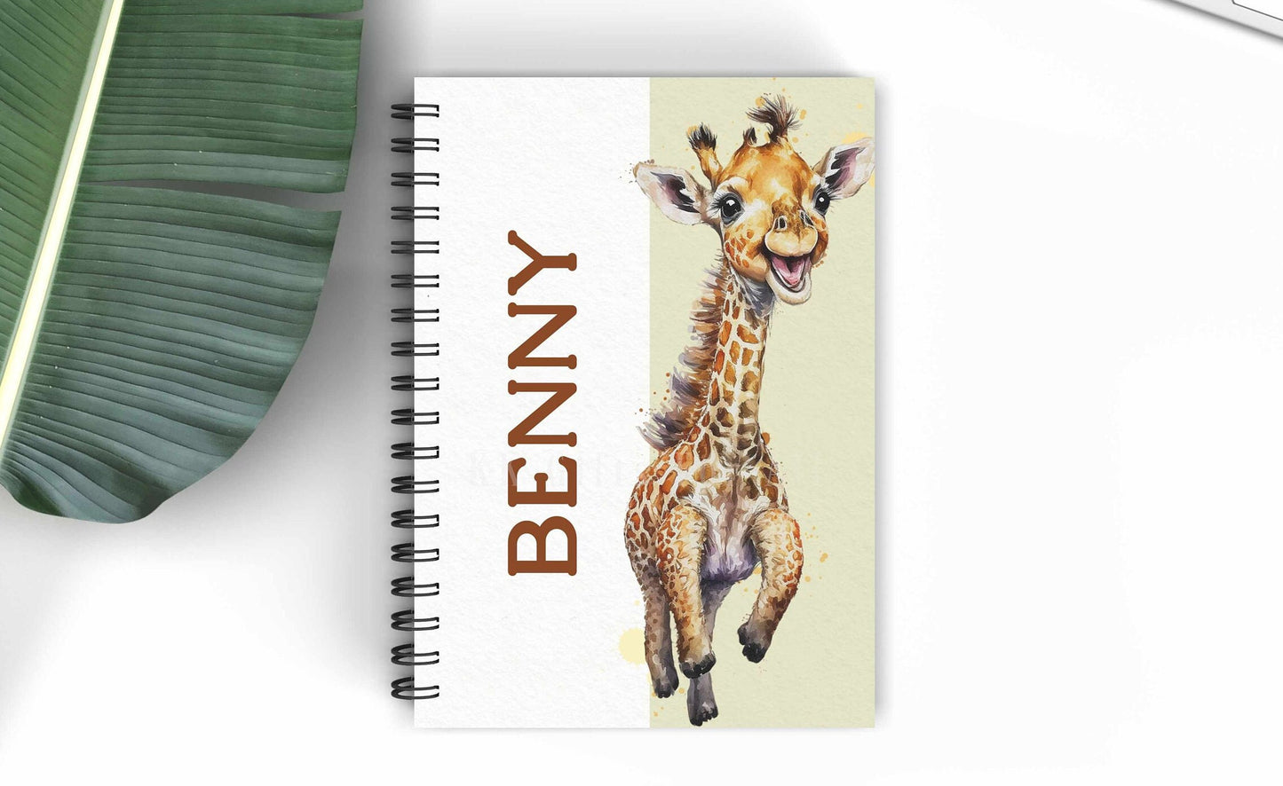Personalised A5 Giraffe Notebook, Teenager School Notepad, Giraffe Lover Gift