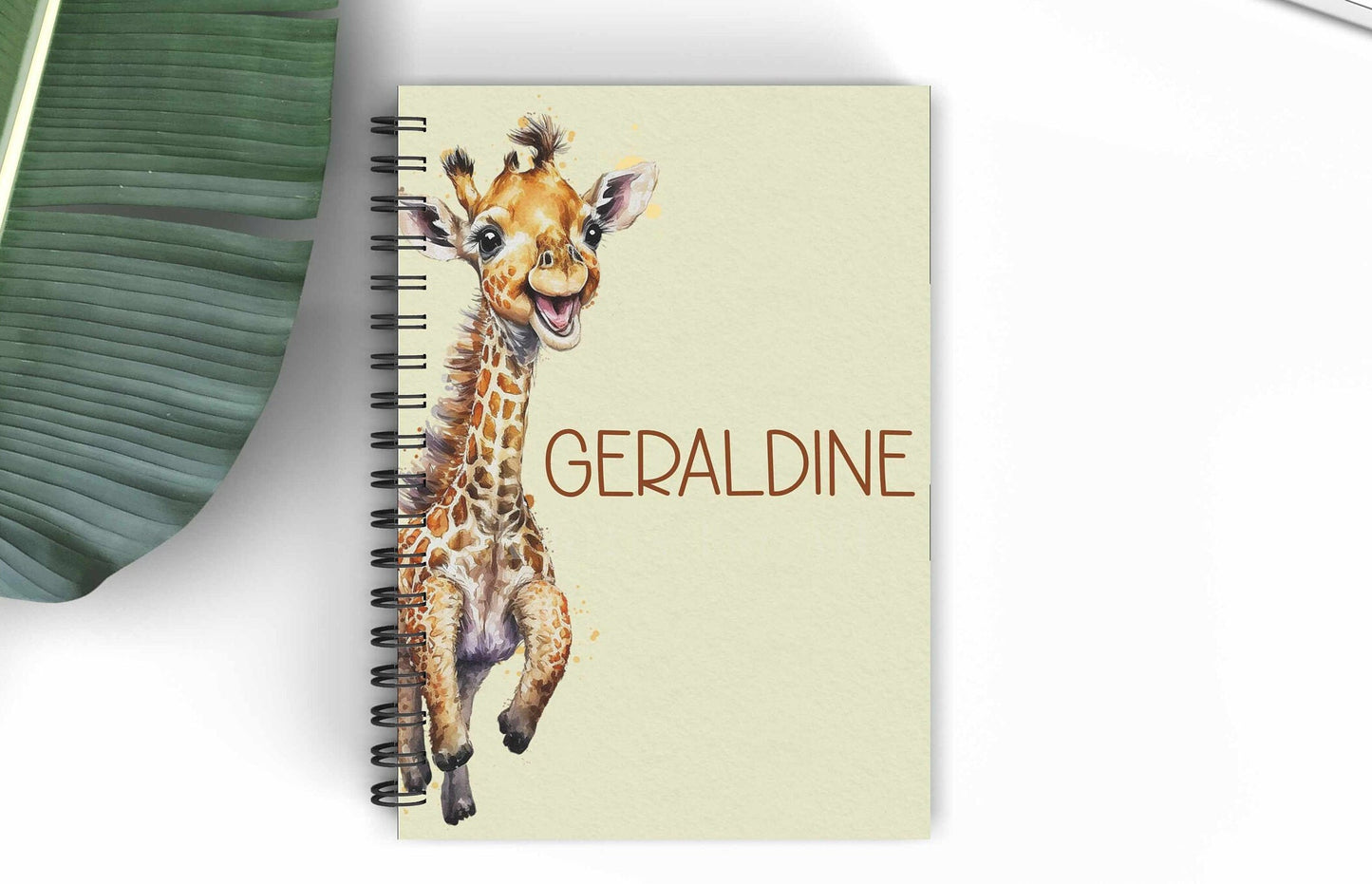 Personalised Giraffe A5 Notebook, Safari Giraffe Teenager Gifts, Back To School Supplies, Lined Notebook