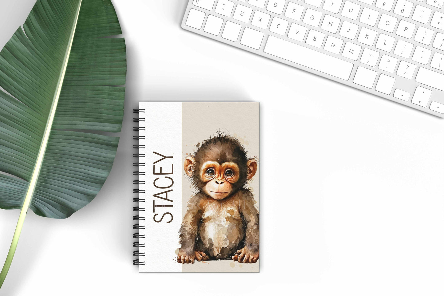 Personalised Monkey A5 Notebook, Safari Monkey Notepad, Baby Monkey Gifts