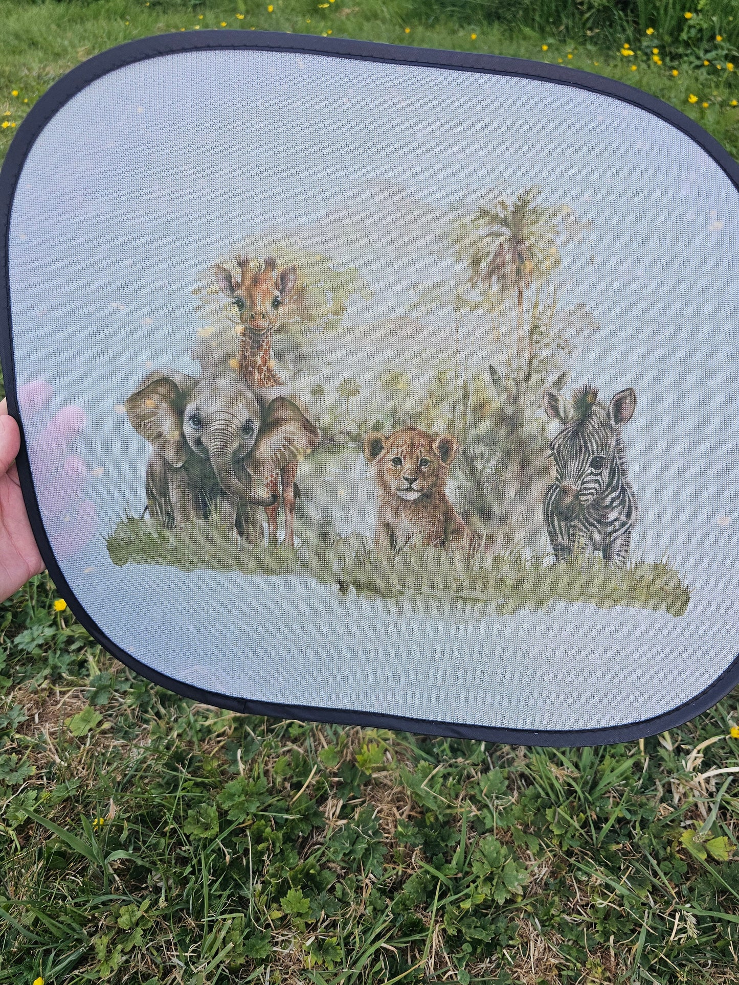 Personalised Safari Car Sun Shade, Car Window Sun Visor For New Born Baby