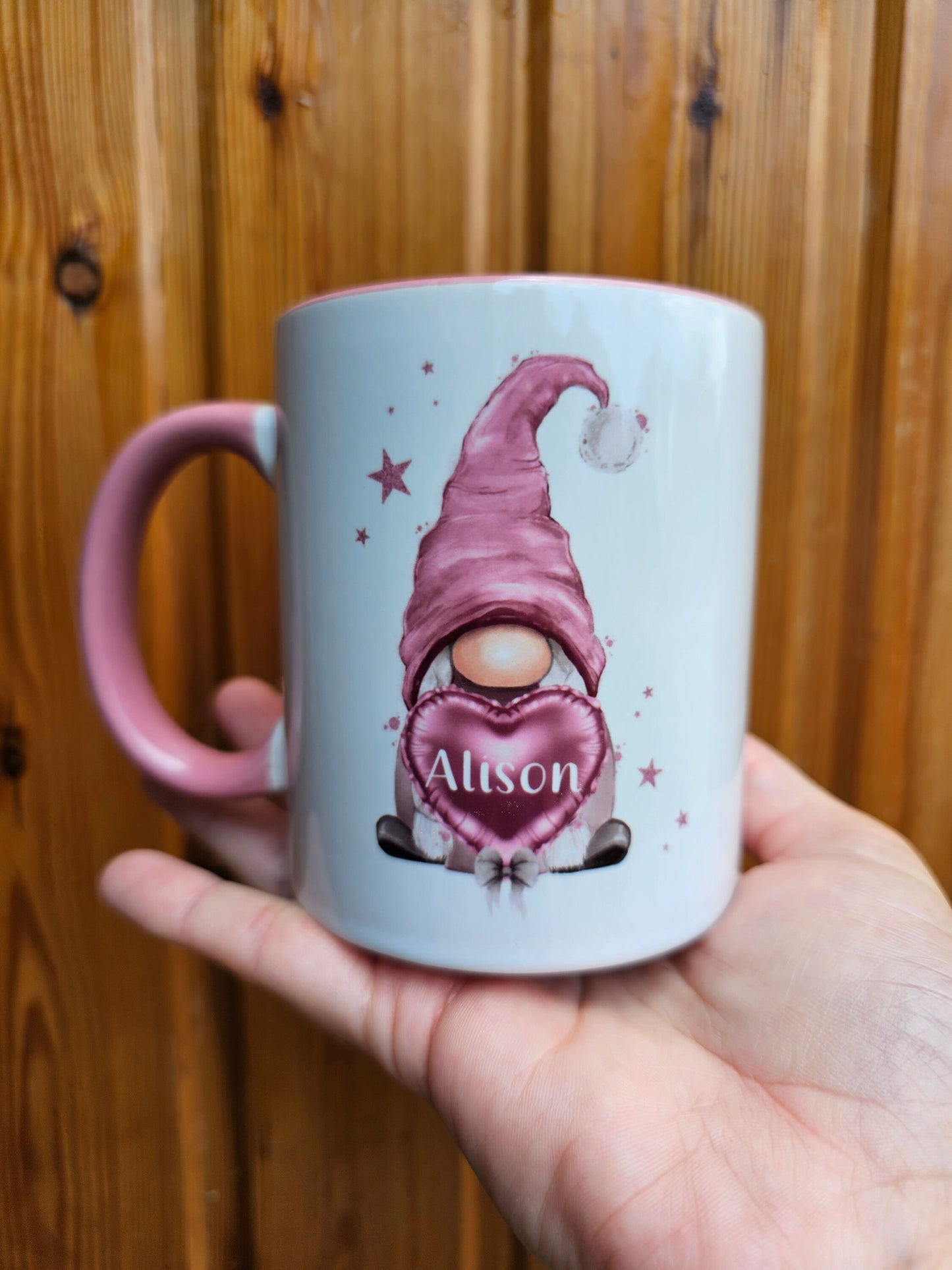 Personalised Pink Gonk Mug & Coaster For Friend Or Wife Birthday Gonk Lover Gifts