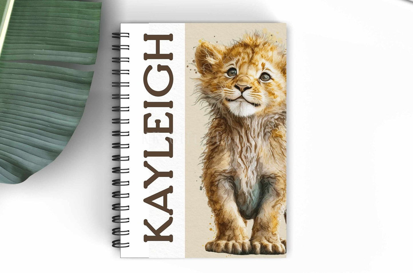 Personalised Lion Cub A5 Notebook, Lion Lover Gift, Planner Notepad