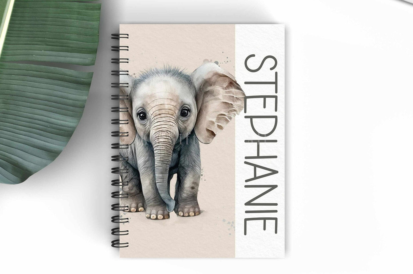 Personalised A5 Elephant Notebook, Student Notepad, Elephant Lover Gift