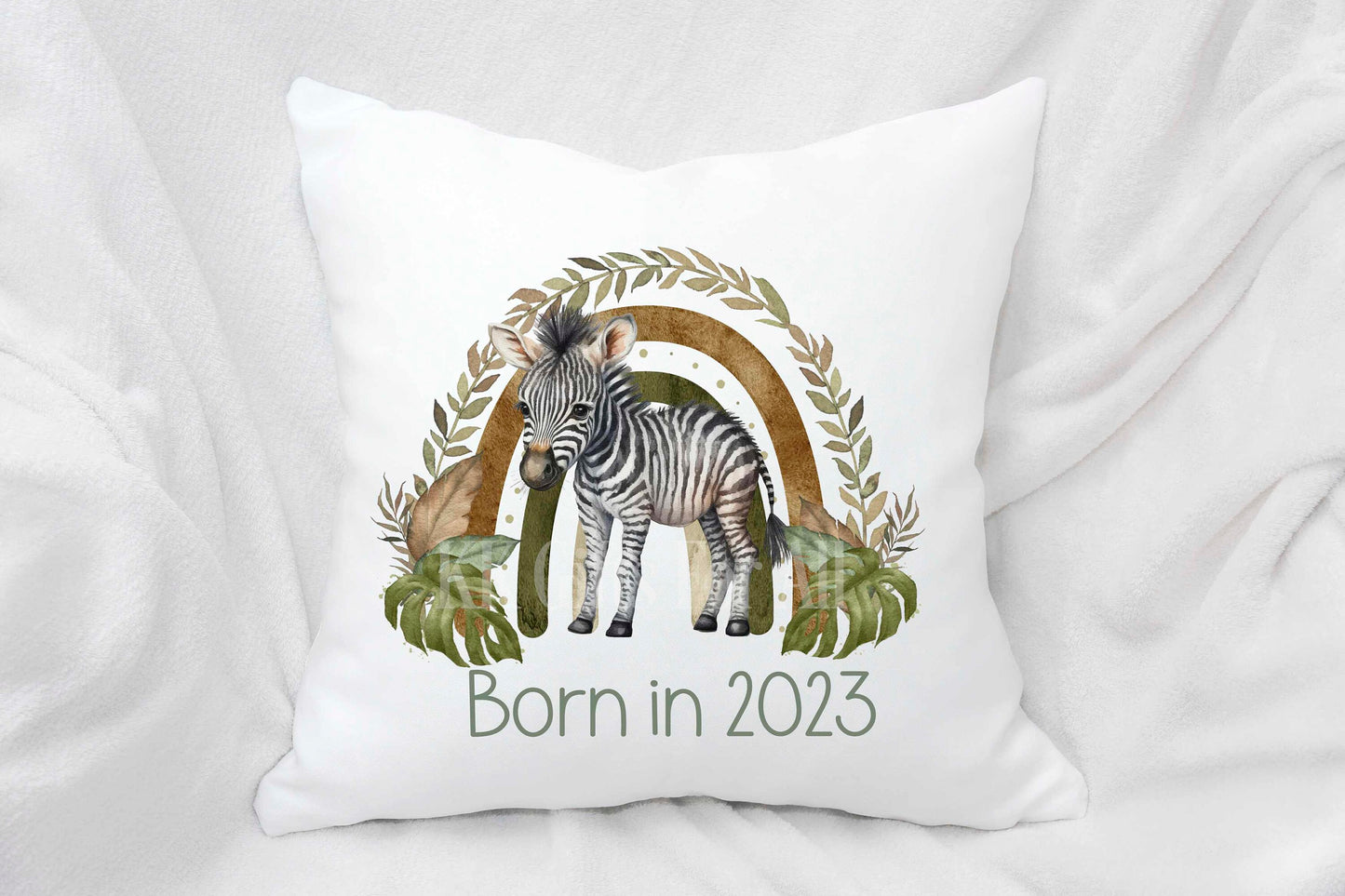 Safari Zebra Personalised Cushion, Nursery Bedroom Pillow