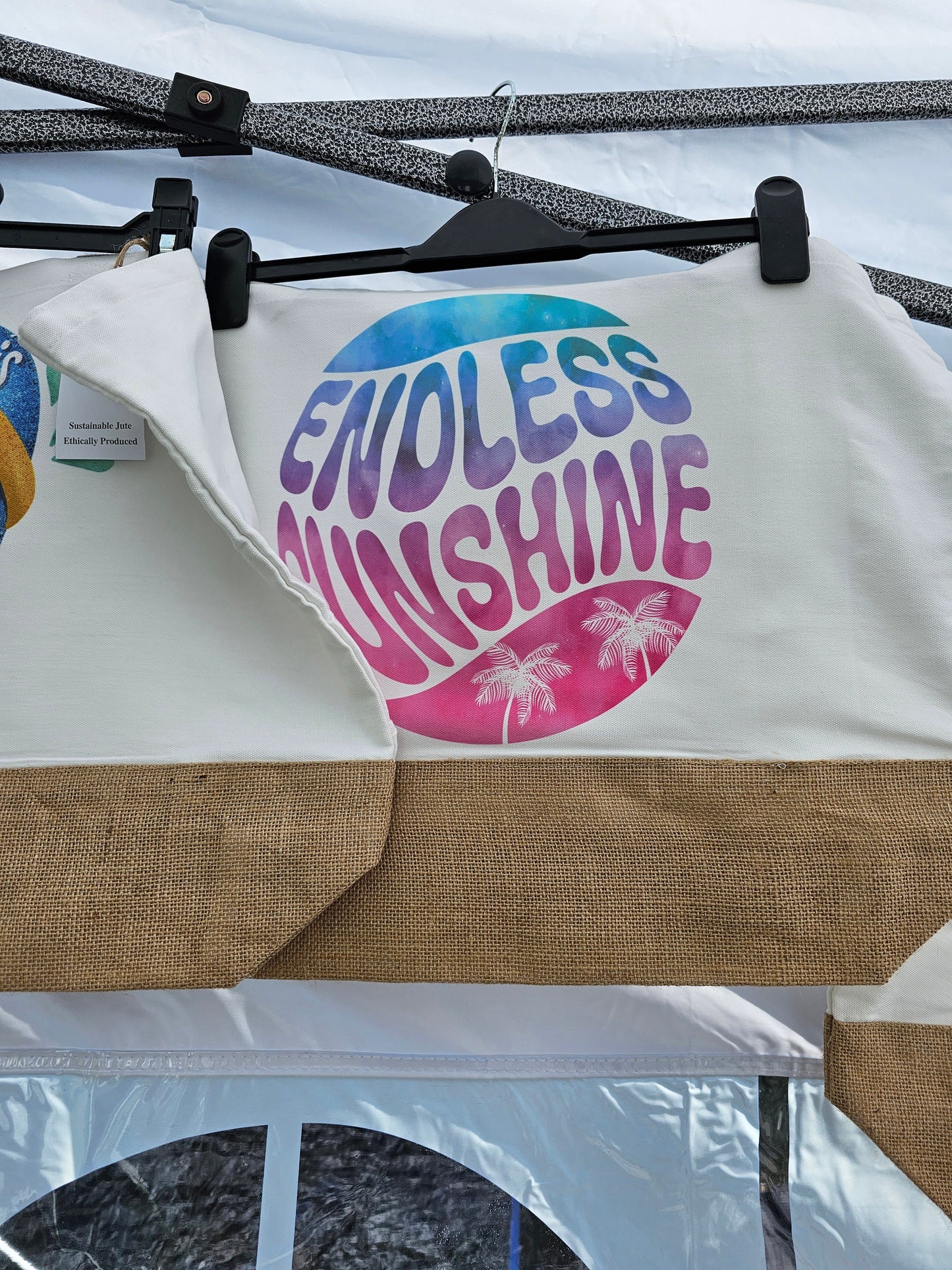 Endless Sunshine Jute Tote Beach Bag, Canvas Totebag