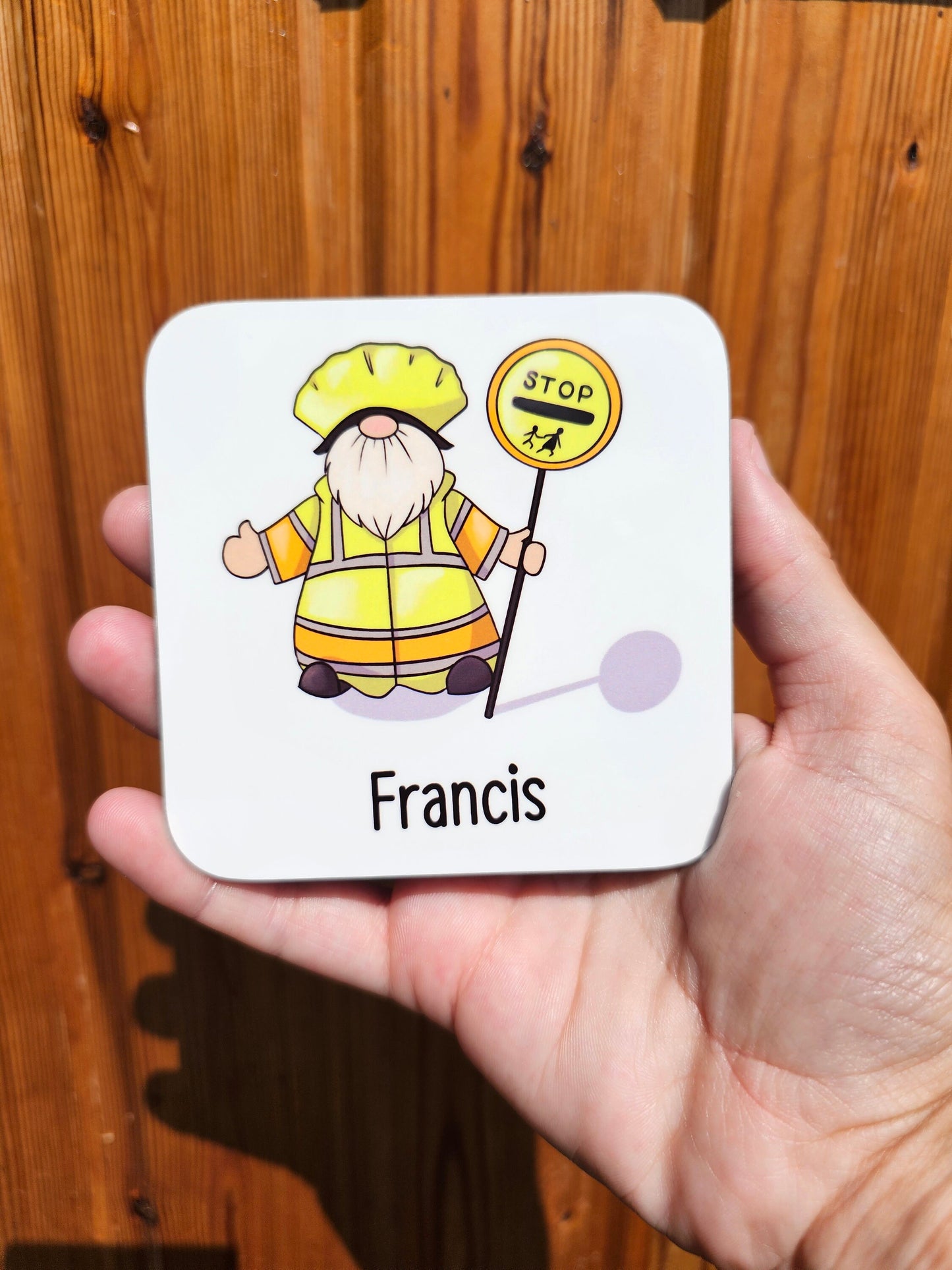 Personalised Lollipop Man Gonk Mug & Coaster, School Patrol Officer, School Safety Crossing Gift