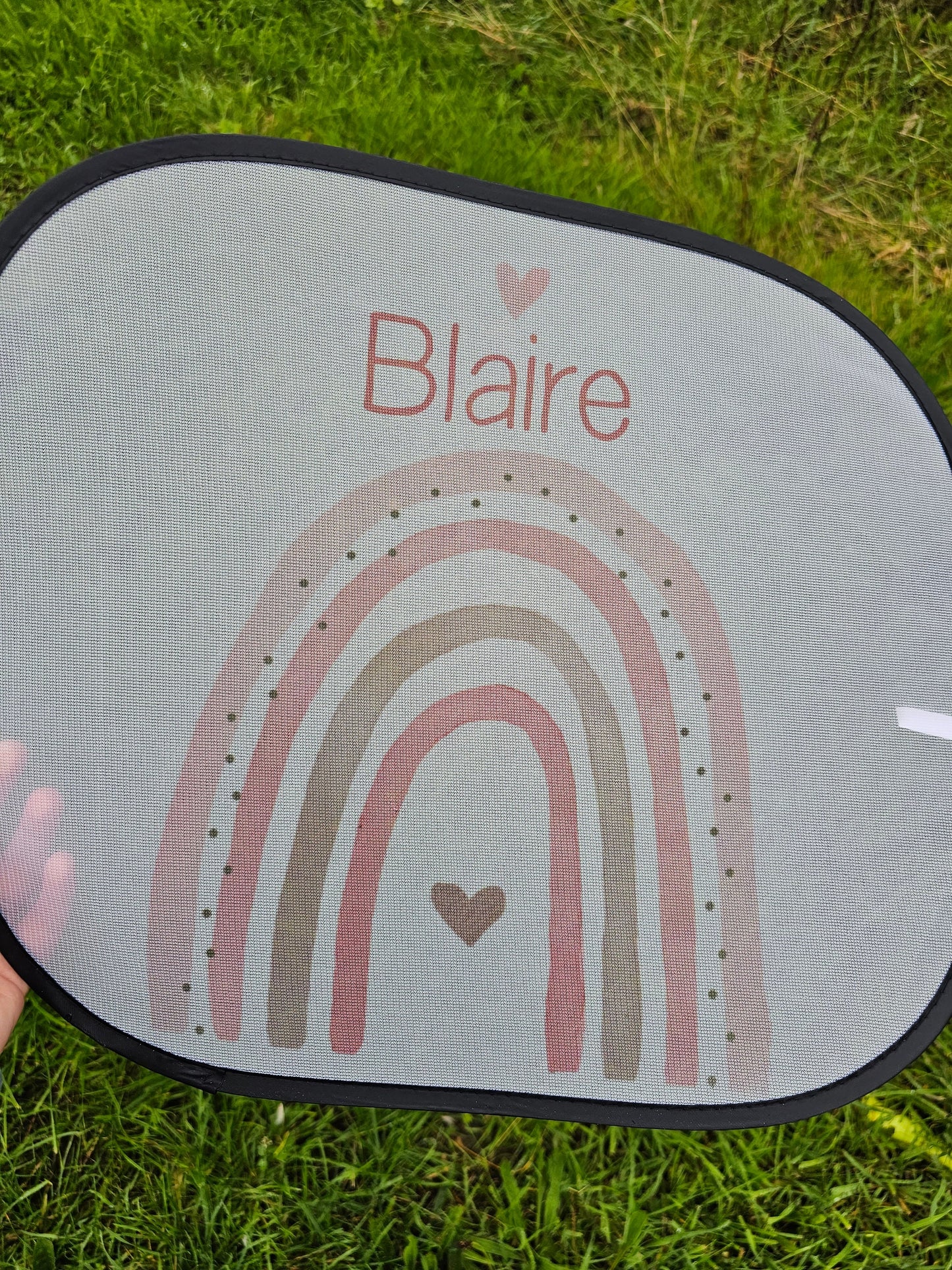 Personalised Car Shade, Sun Shade, Rainbow Gift, Rainbow Name, Car Sun Visor, Sunshade, Gift For Young Girl, Pink Rainbow Heart, Sun Shade