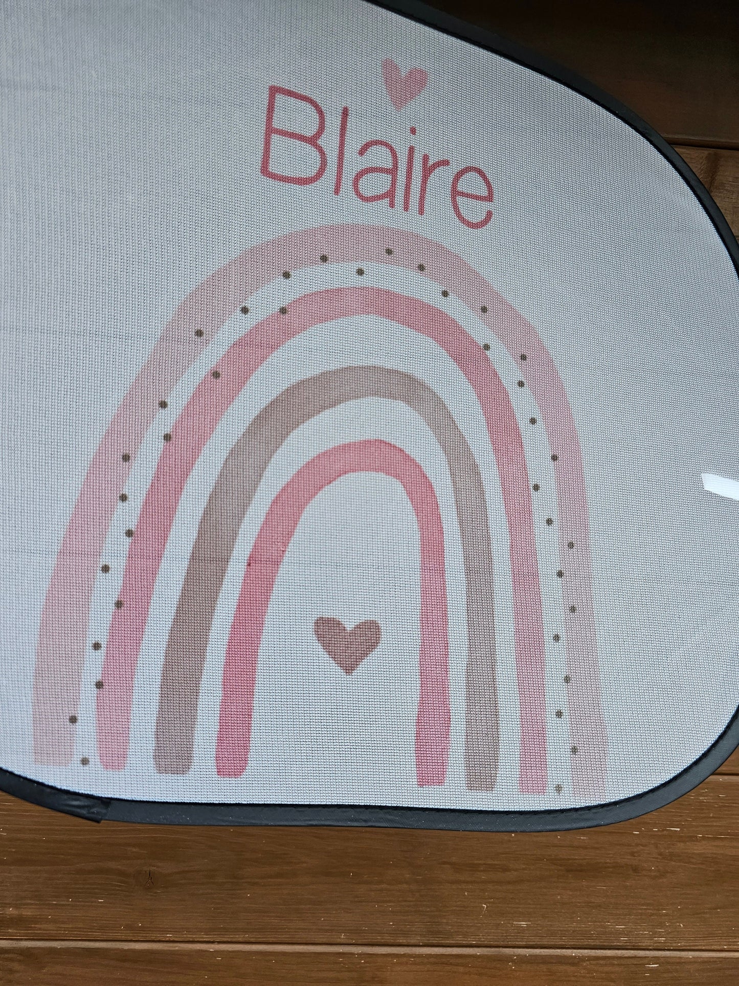 Personalised Car Shade, Sun Shade, Rainbow Gift, Rainbow Name, Car Sun Visor, Sunshade, Gift For Young Girl, Pink Rainbow Heart, Sun Shade