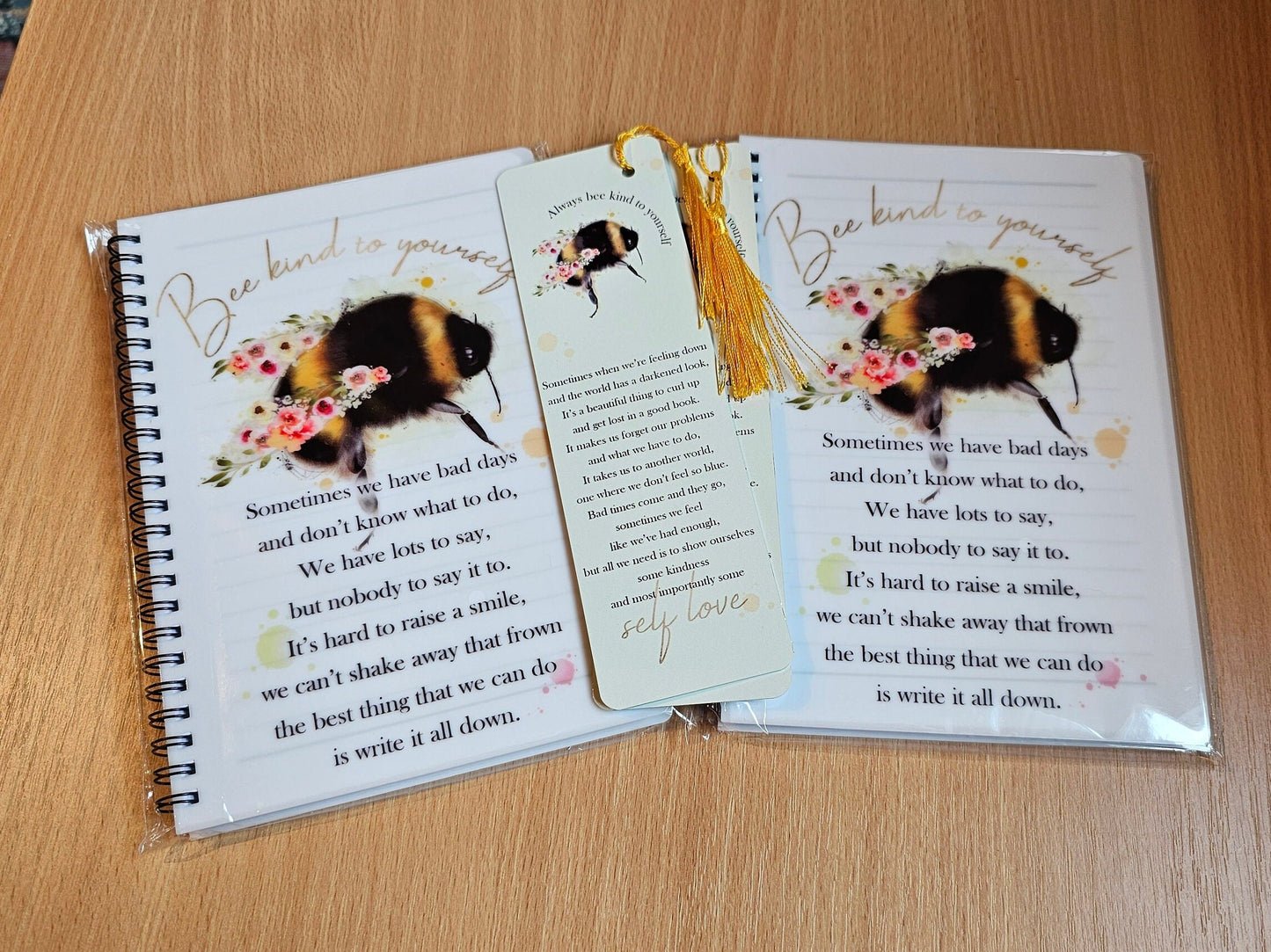 Floral Self-care Bee Notebook Gift For Mum Friend Birthday A5 Notes Bumble Bee Motivation Notebook