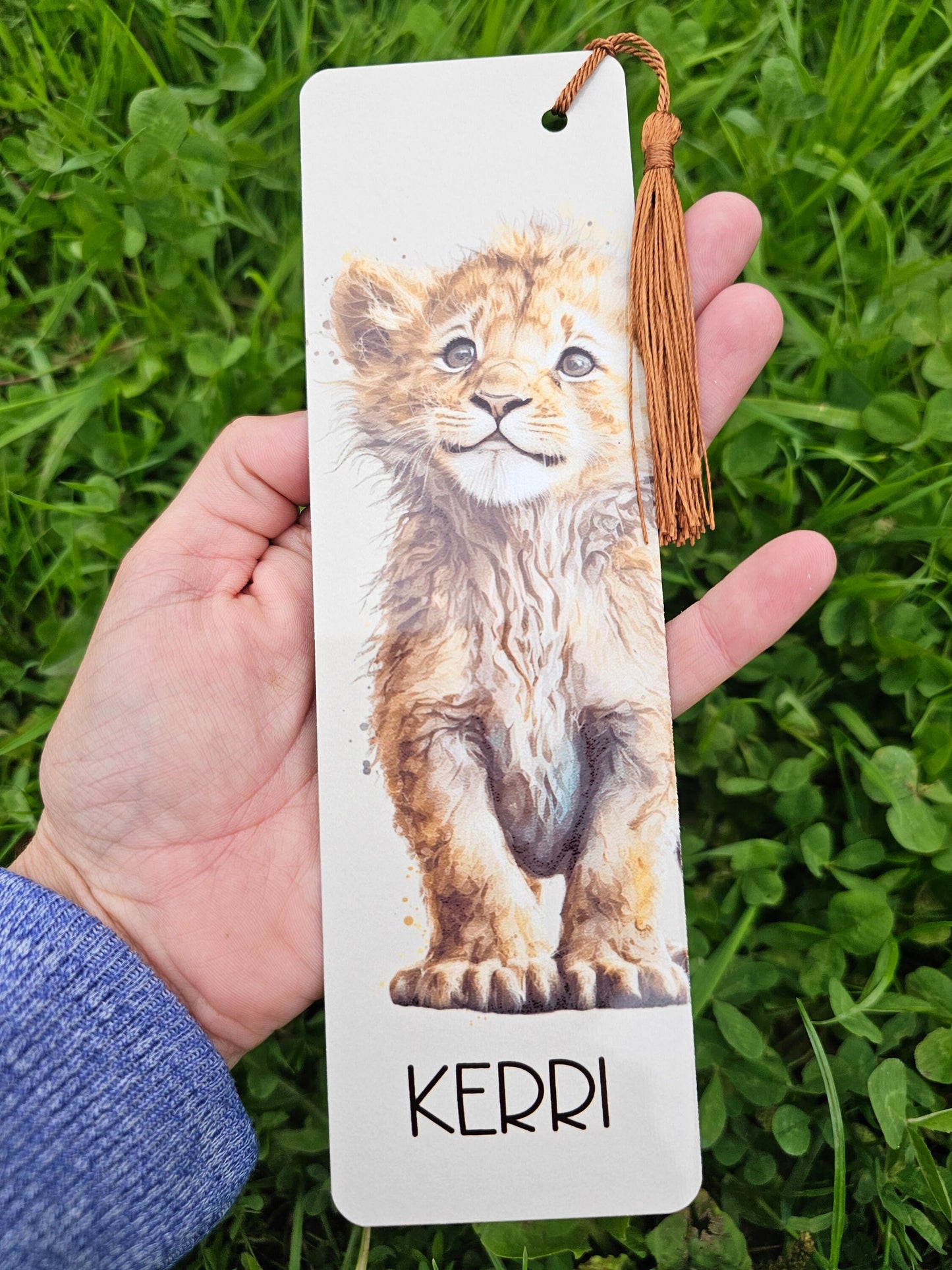 Personalised Lion Bookmark, Lion Cub Bookmark, Cute Lion Gift Book Lover