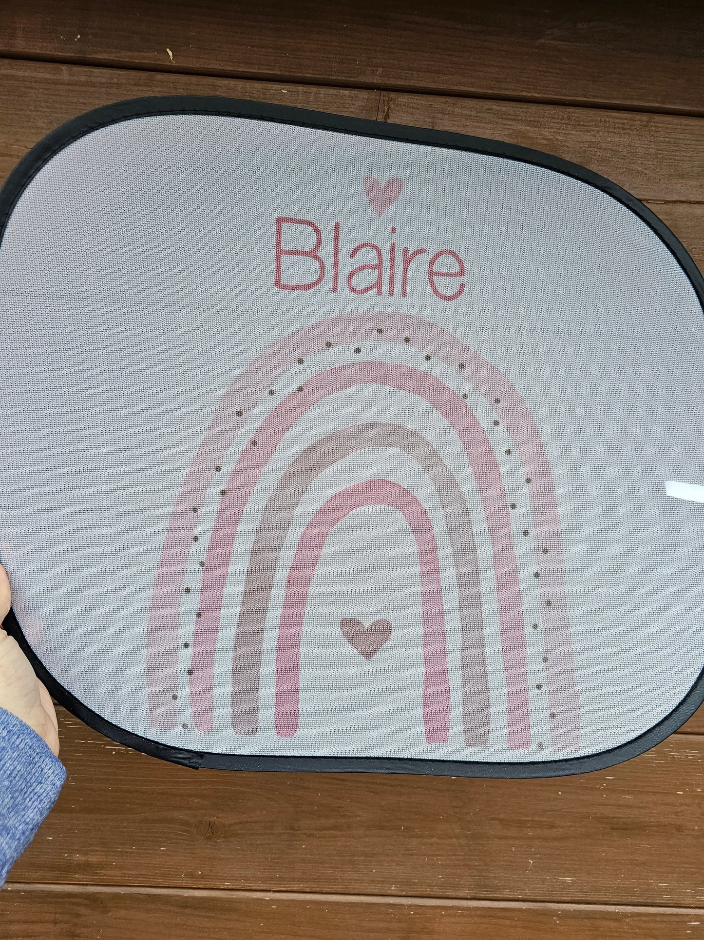 Personalised Car Shade, Sun Shade, Rainbow Gift, Rainbow Name, Car Sun Visor, Sunshade, Gift For Young Girl, Pink Rainbow Heart, Sun Shade