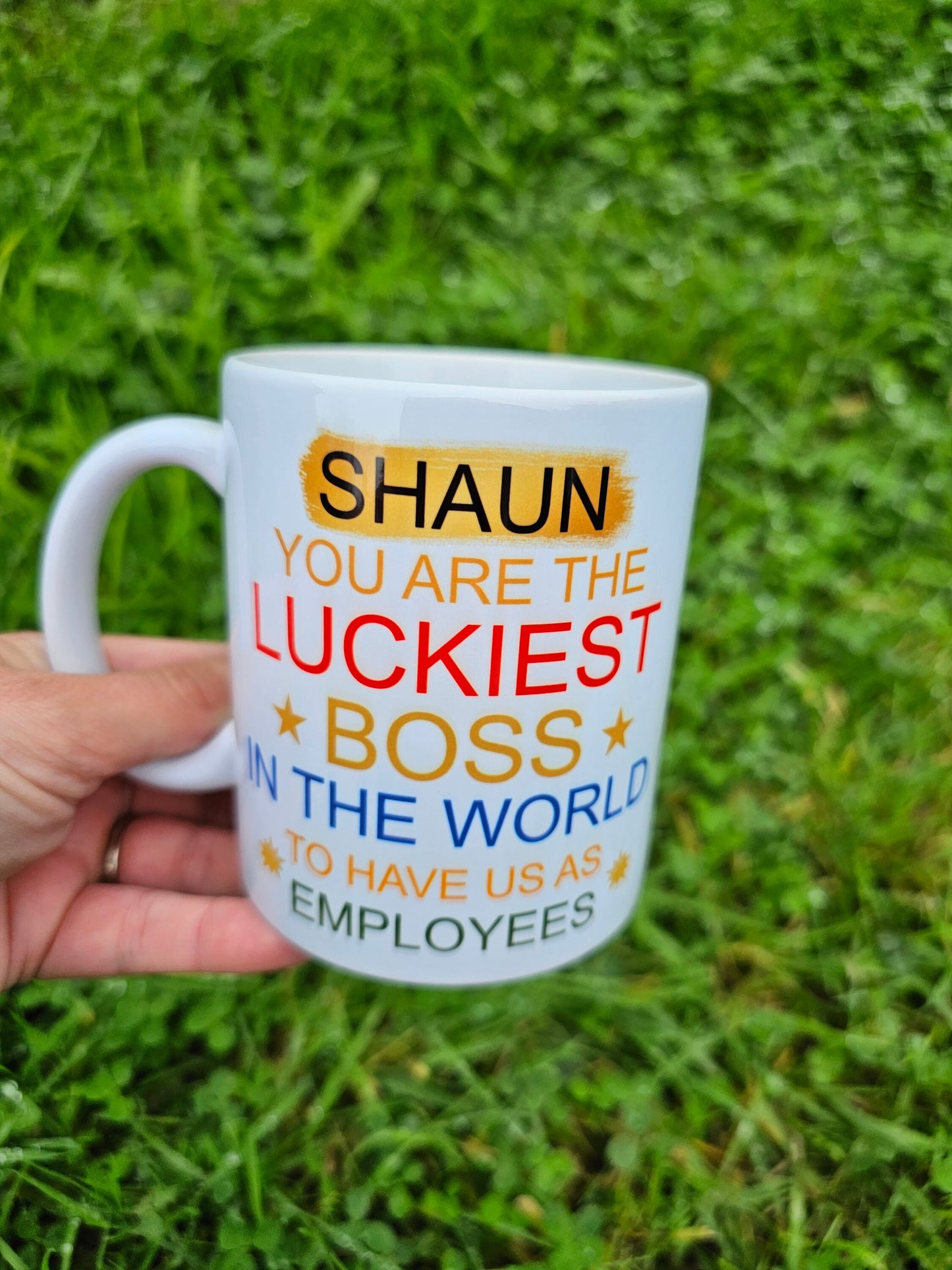 Best Boss Gift, Office Mug, Personalised Coffee Mug, Luckiest Boss In World From Employees, Matching Mug & Coaster Gift Set