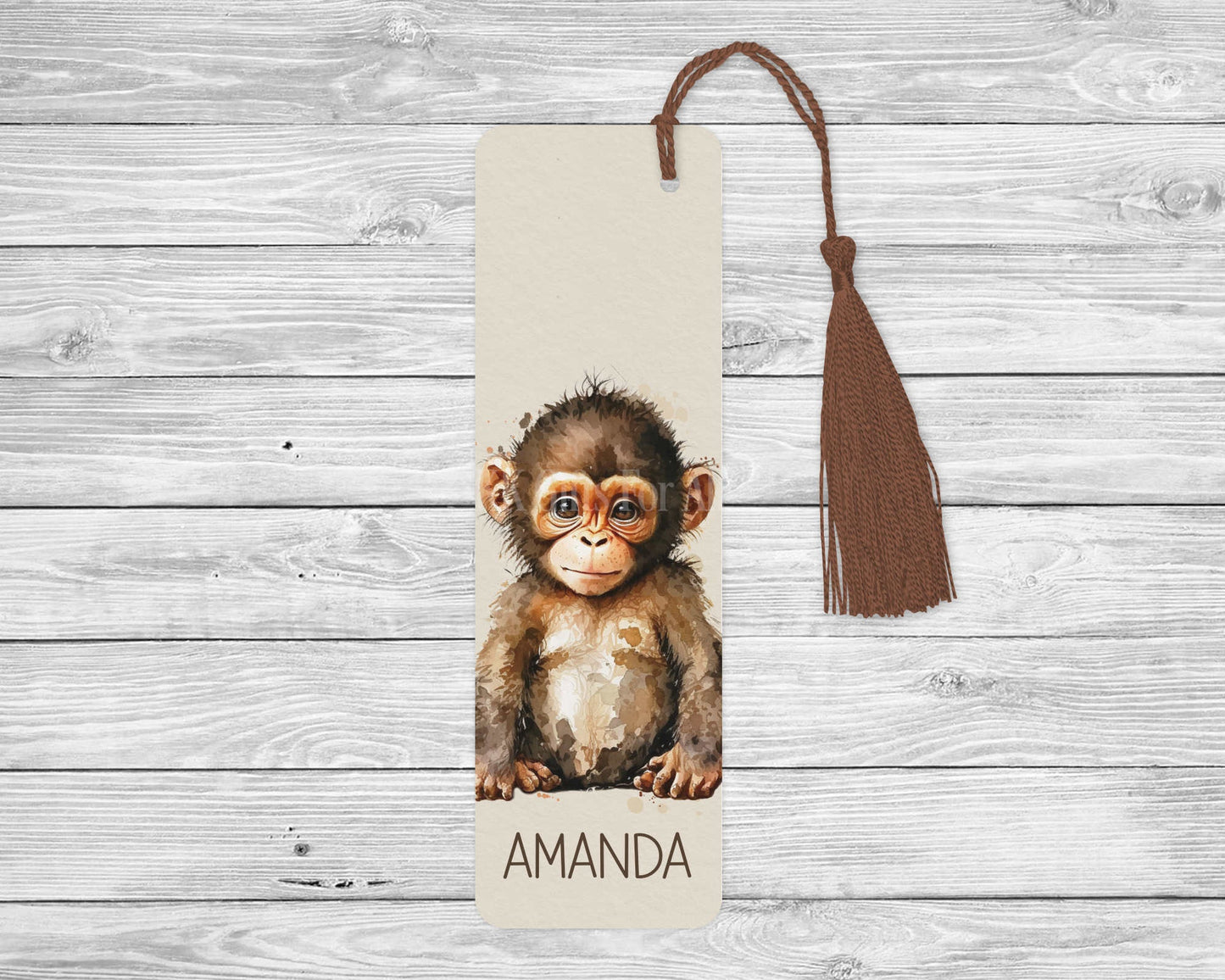 Personalised Monkey Bookmark, Chimp Bookmark, Cute Baby Monkey Gift For Book Lover