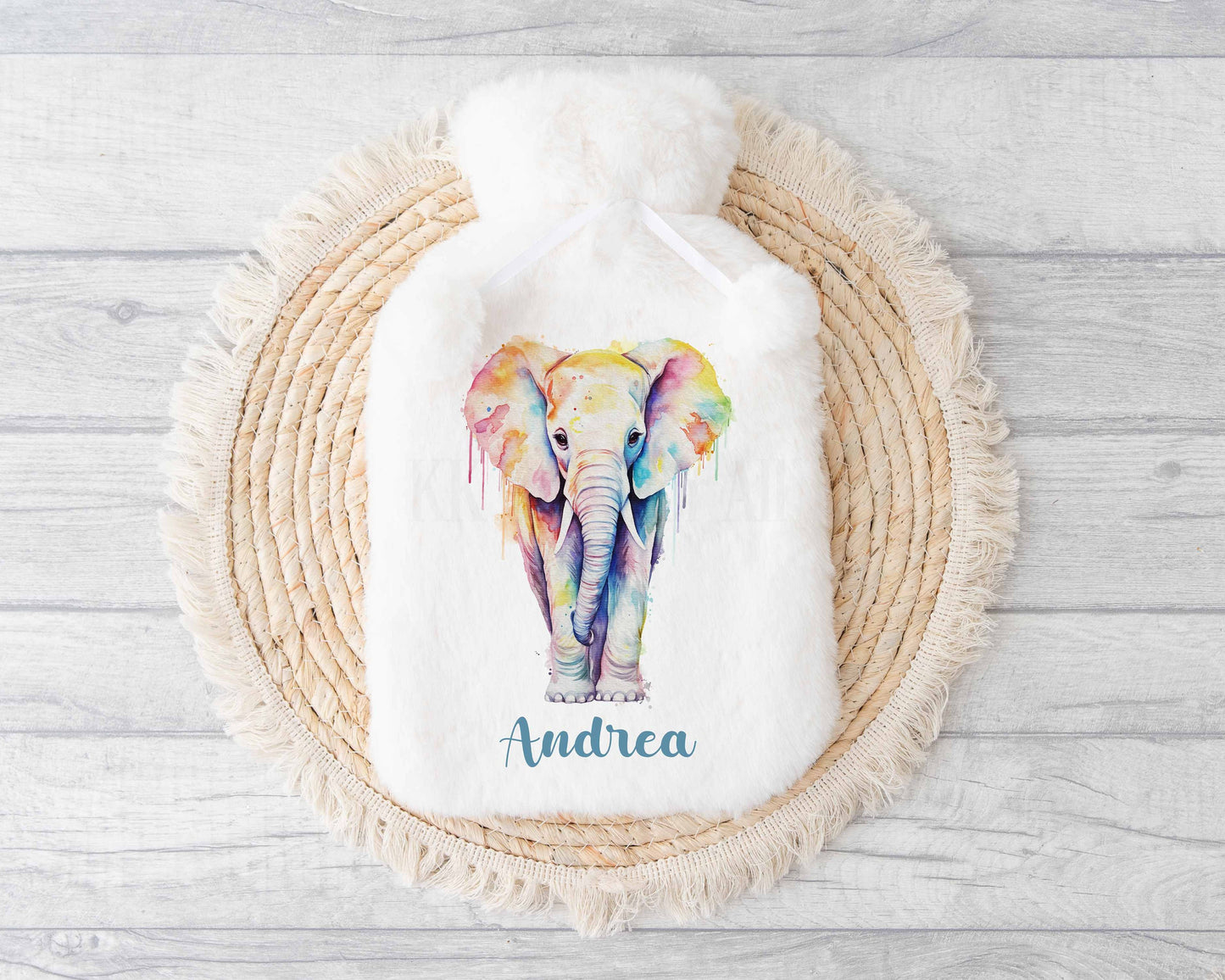 Watercolor Elephant Water Bottle, Personalised Elephant Gift, Gifts For Mum Nan Grandma, Stocking Filler Gifts