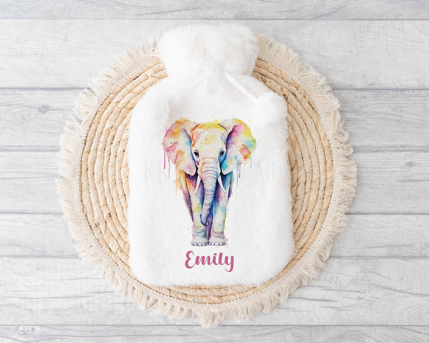 Watercolor Elephant Water Bottle, Personalised Elephant Gift, Gifts For Mum Nan Grandma, Stocking Filler Gifts
