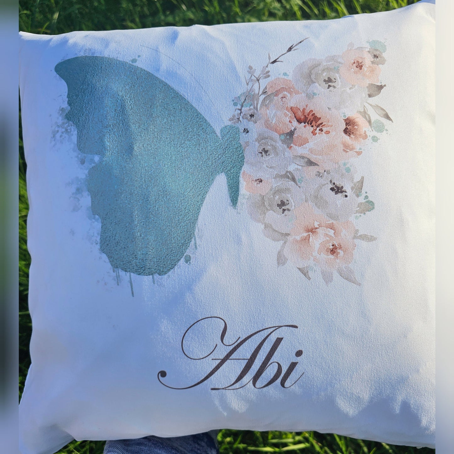 Personalised Cushion, Floral Butterfly Cushion, New Home Gift For Her, Teen Bedroom Decor, Gift For Mum Birthday