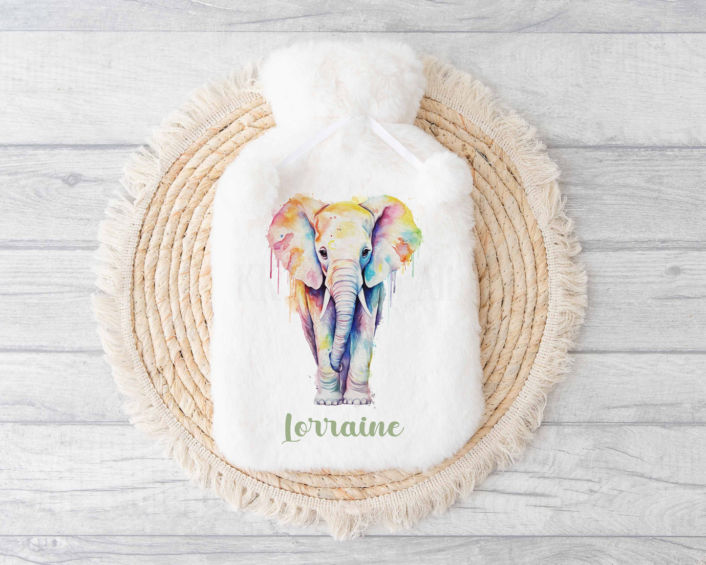 Watercolor Elephant Water Bottle, Personalised Elephant Gift, Gifts For Mum Nan Grandma, Stocking Filler Gifts