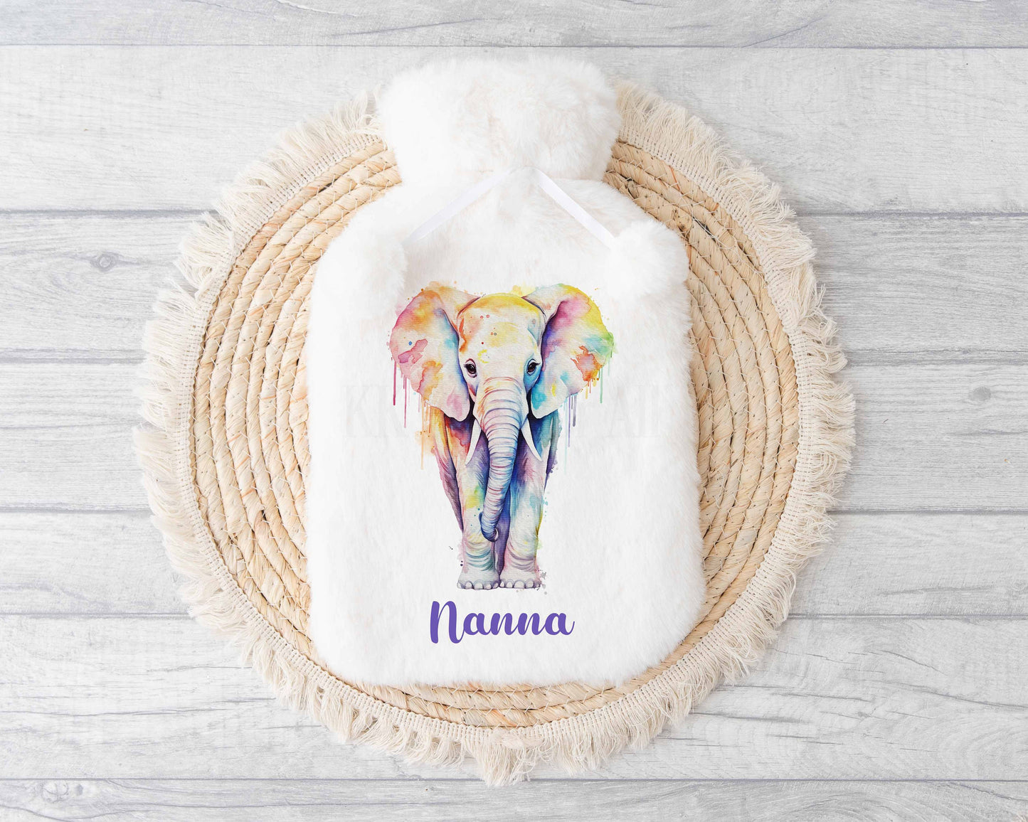 Watercolor Elephant Water Bottle, Personalised Elephant Gift, Gifts For Mum Nan Grandma, Stocking Filler Gifts