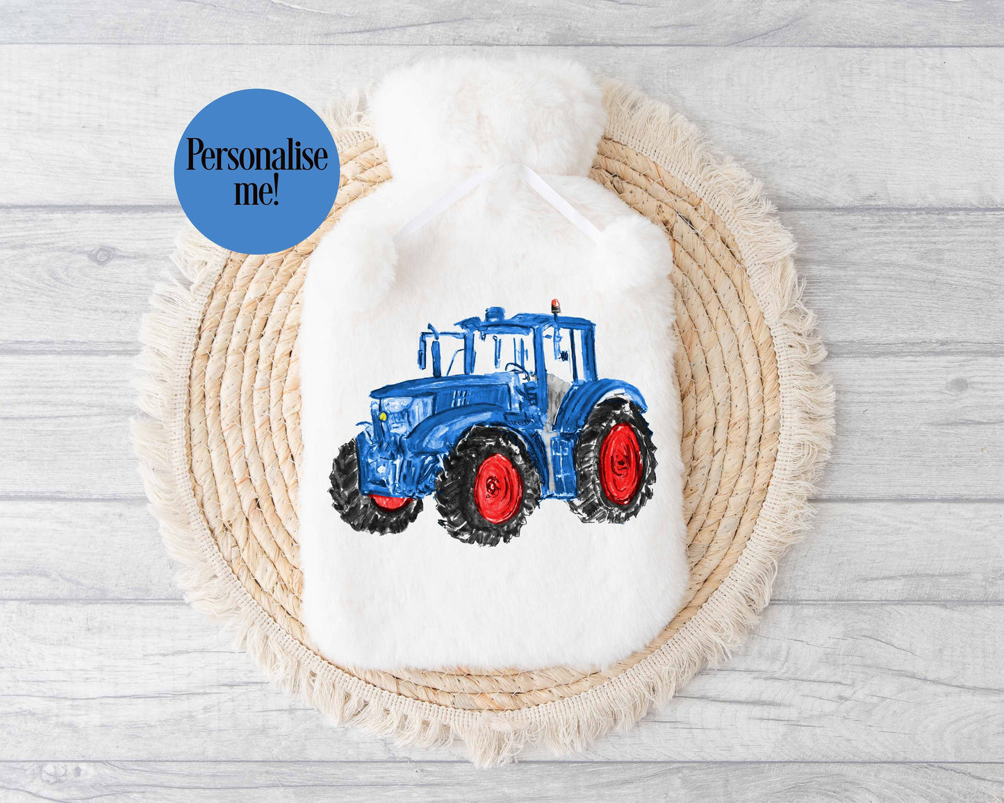 Blue Tractor Hot Water Bottle, Personalised Hot Water Bottle, Gifts For Him Dad Grandad Son