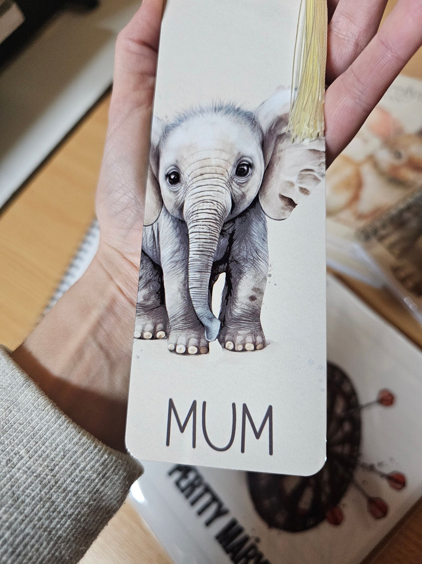 Personalised Elephant Bookmark, Safari Elephant Bookmark, Cute Baby Elephant Gift For Book Lover