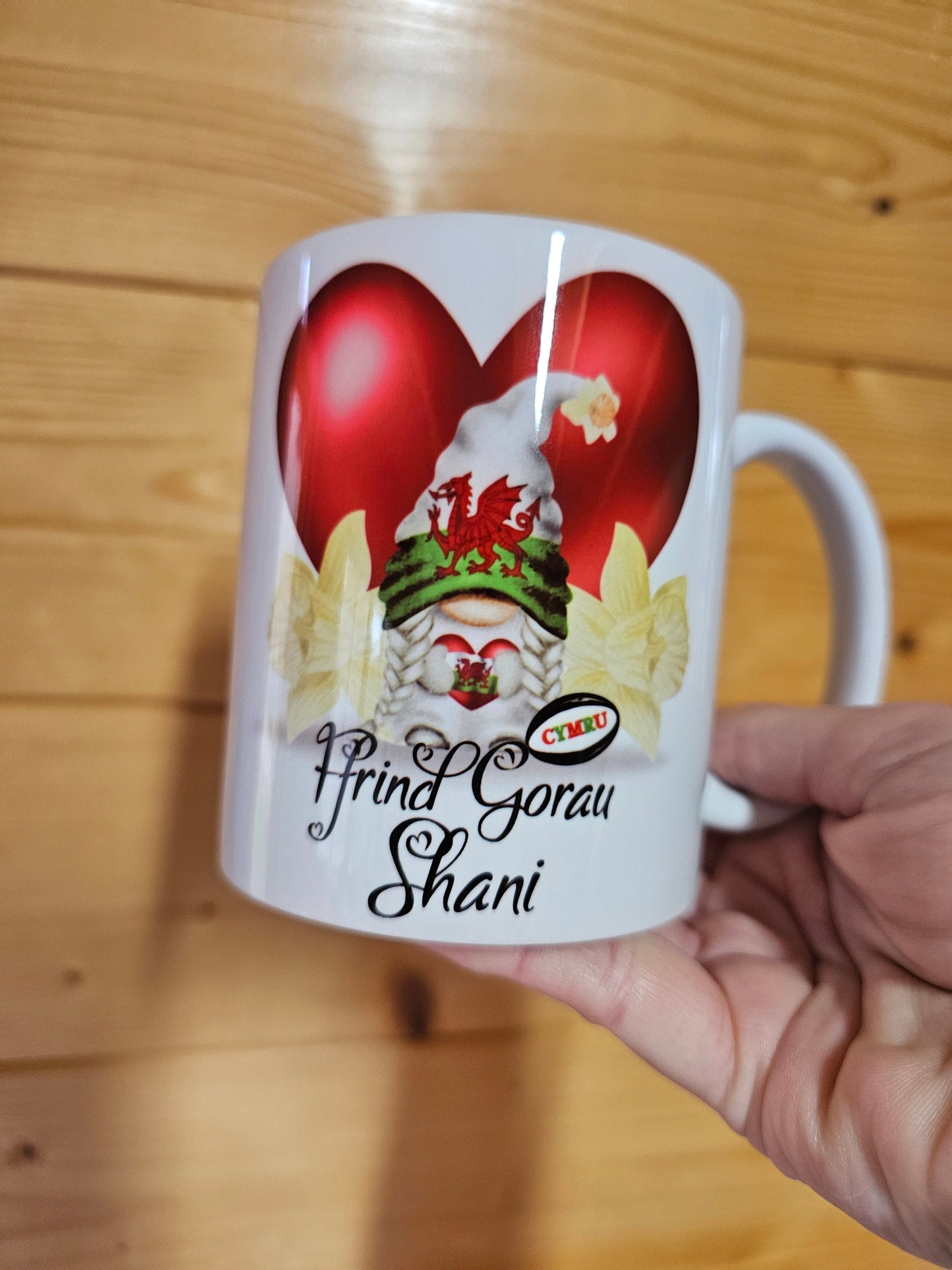 Welsh Gnome, Wales Gonk, St.Davids Day Coffee Mug & Coaster, Personalised Wales Gifts For Her, Gonk With Daffodil, Wales Forever, Custom Mug
