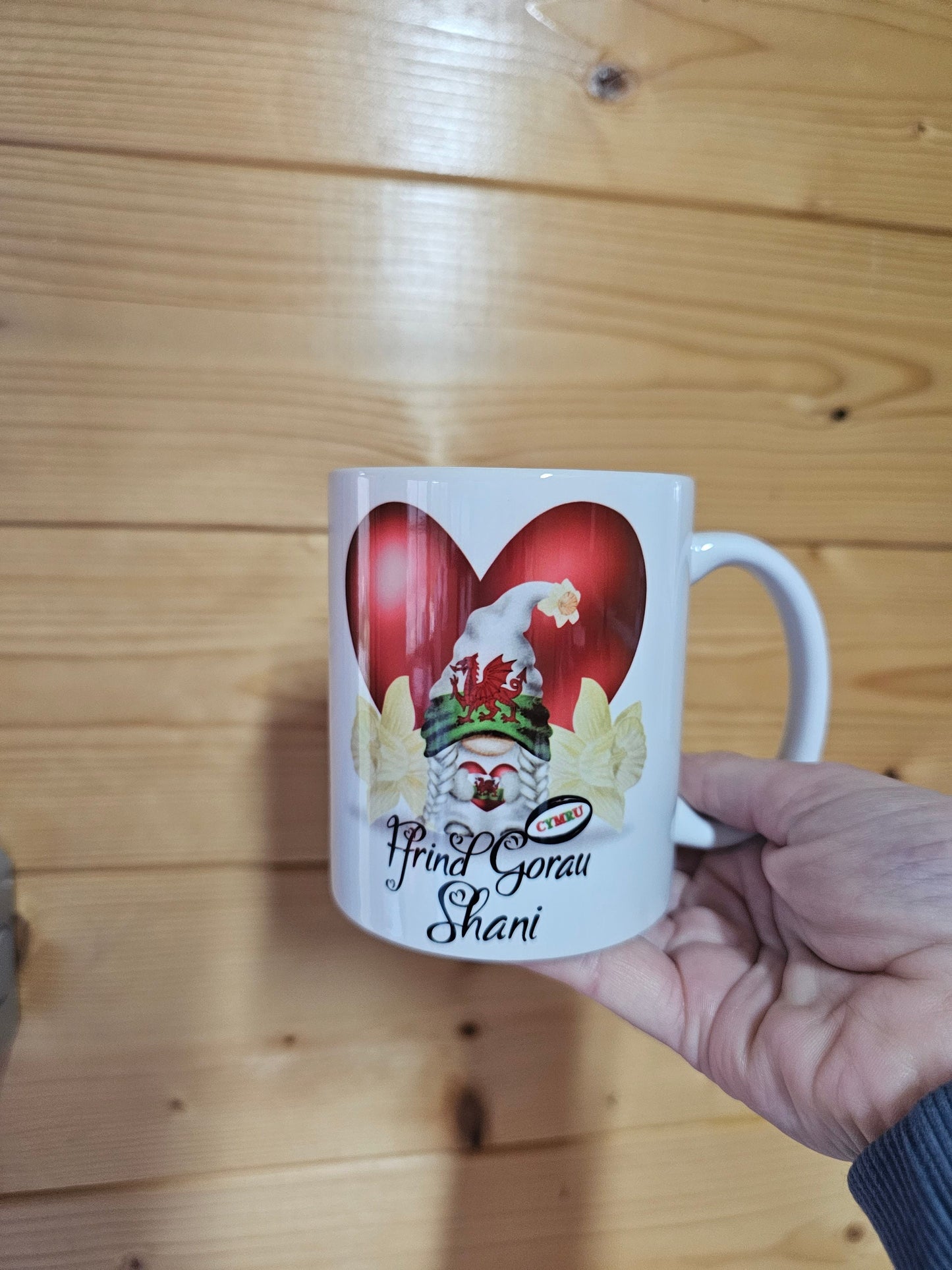 Welsh Gnome, Wales Gonk, St.Davids Day Coffee Mug & Coaster, Personalised Wales Gifts For Her, Gonk With Daffodil, Wales Forever, Custom Mug