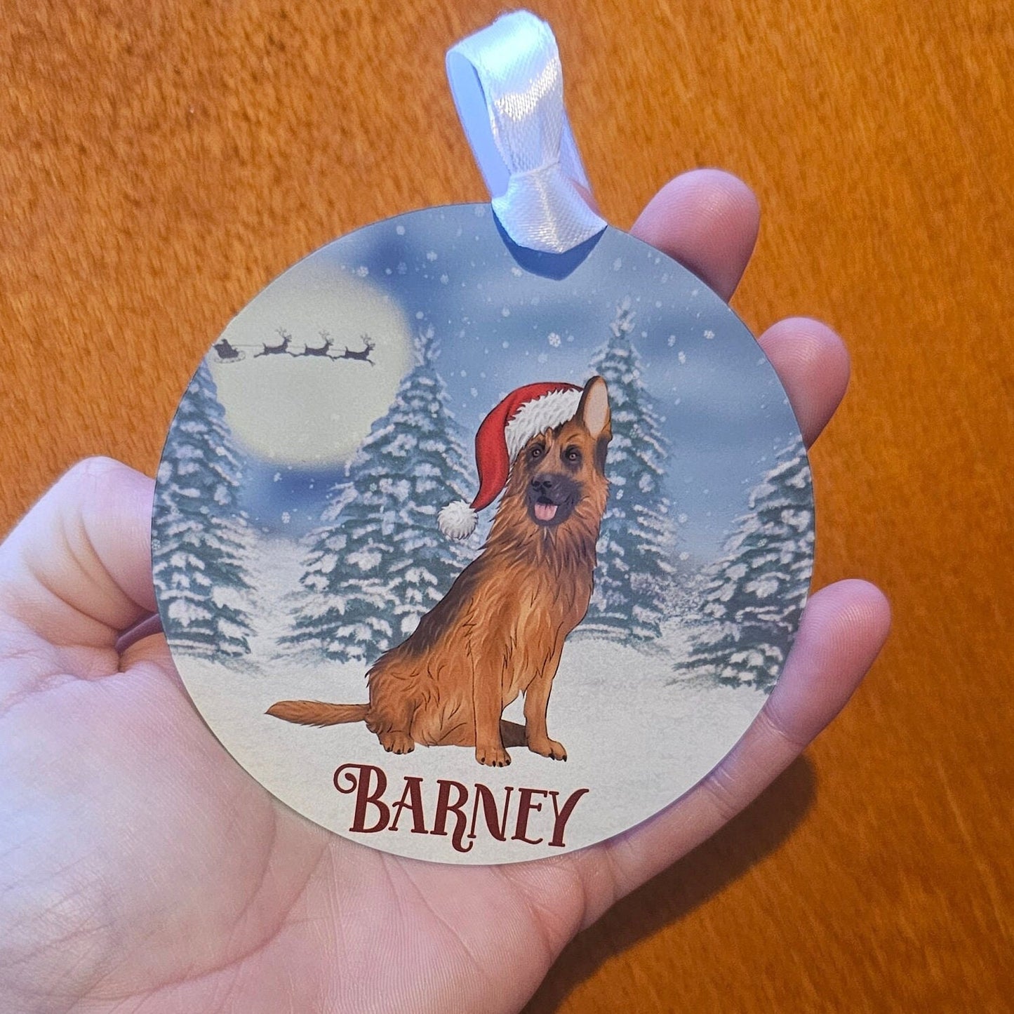 Personalised Christmas Tree Decoration, German Shepherd Xmas Dec, Black & Brown Shepherd Christmas Hanging Ornament, Metal Tree Decoration,