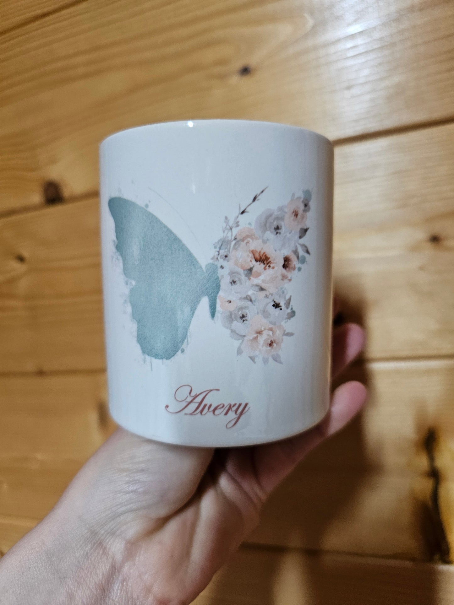 Personalised Money Box, Teal Butterfly Ceramic Savings Pot, Money Pot, Kids Piggy Bank, Adults Saving Box