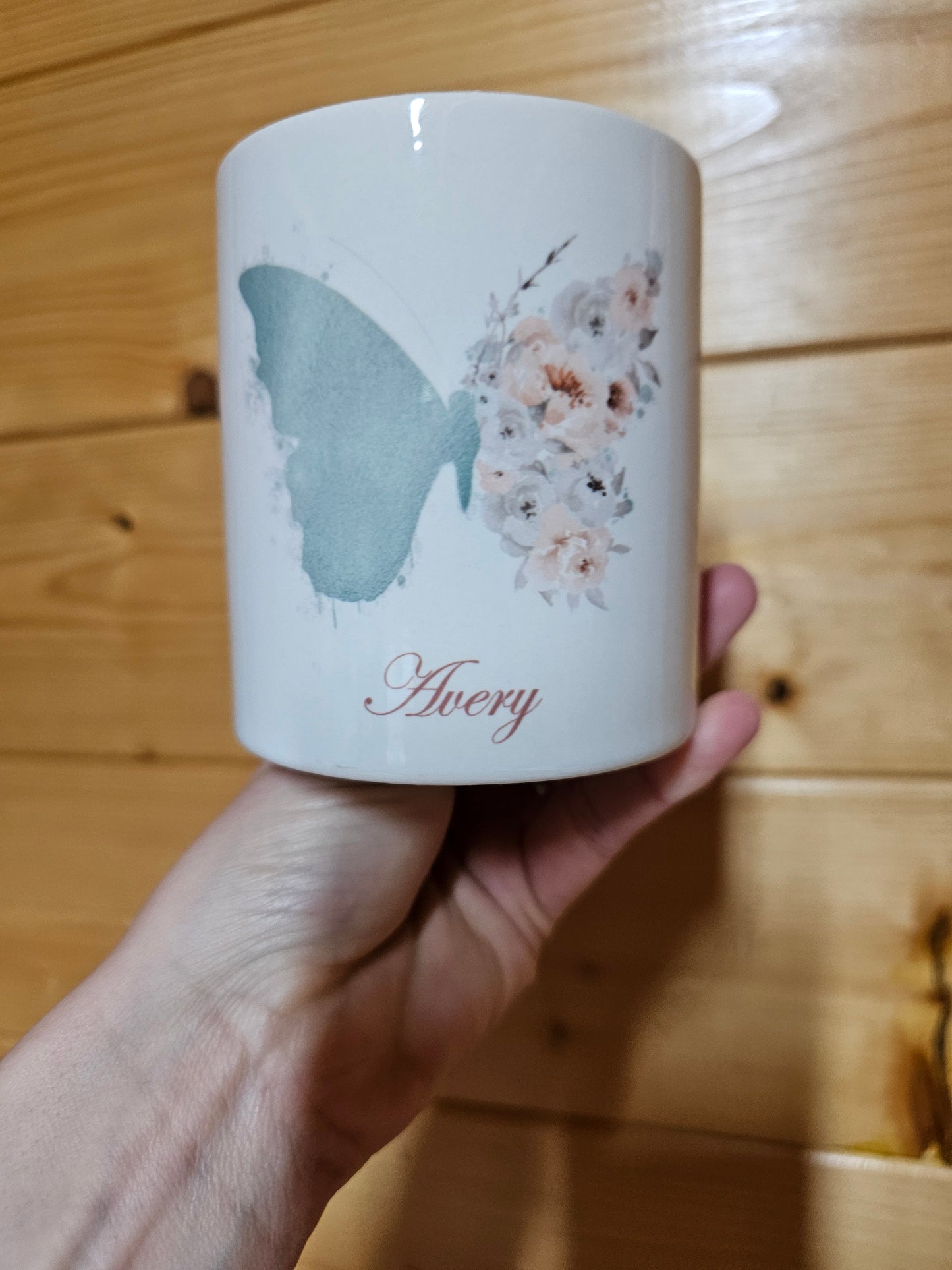 Personalised Money Box, Teal Butterfly Ceramic Savings Pot, Money Pot, Kids Piggy Bank, Adults Saving Box