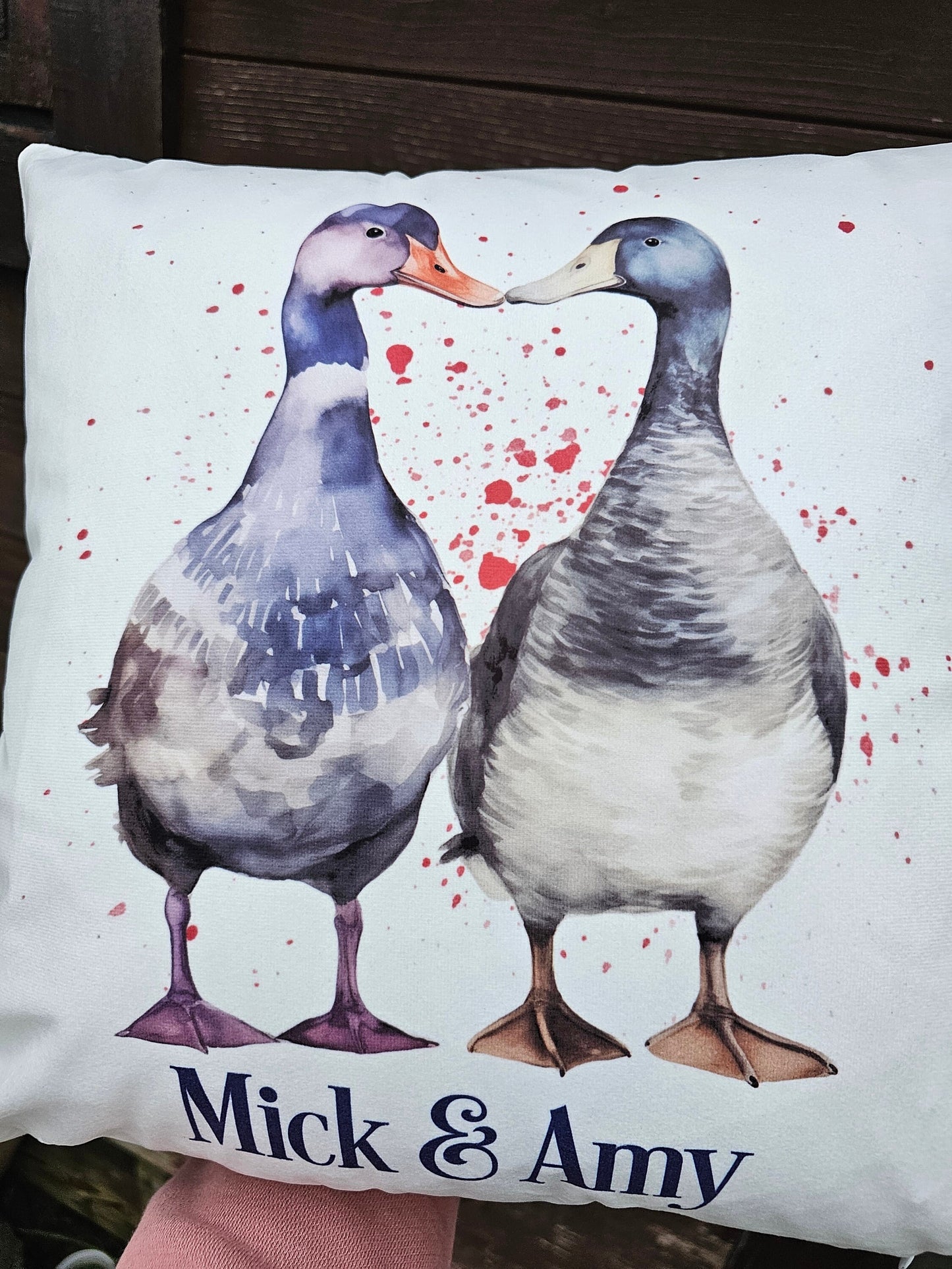 Personalised Love Cushion, Gift For Wife Birthday Or Anniversary, Wedding Gift, Bedroom Decor Pillow, Runner Duck Couple