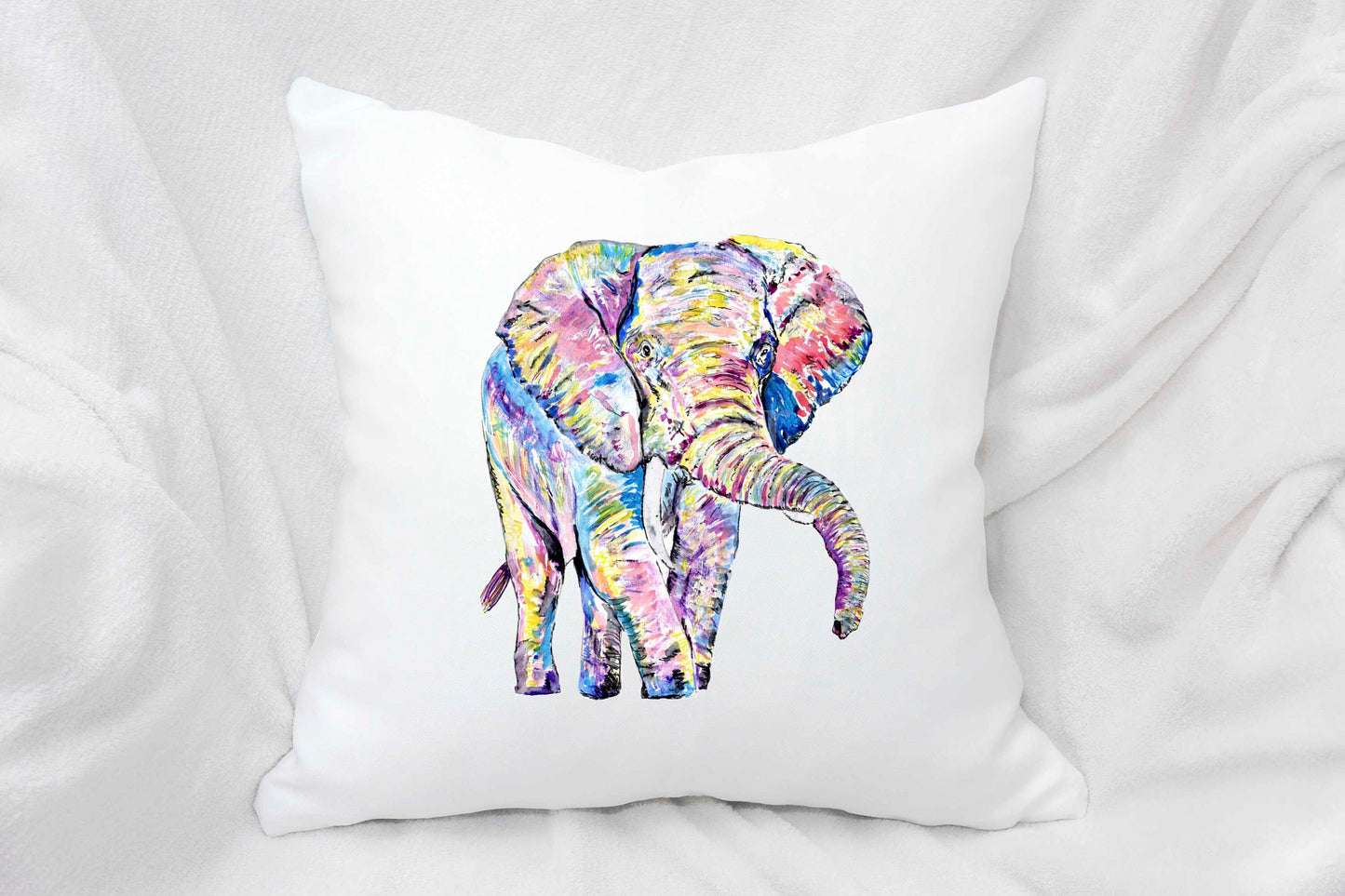 Personalised Elephant Cushion, Elephant Lover Gift, Home Decor Pillow, Gift For Teenagers Bedroom, Rainbow Elephant Mothers Day Gift