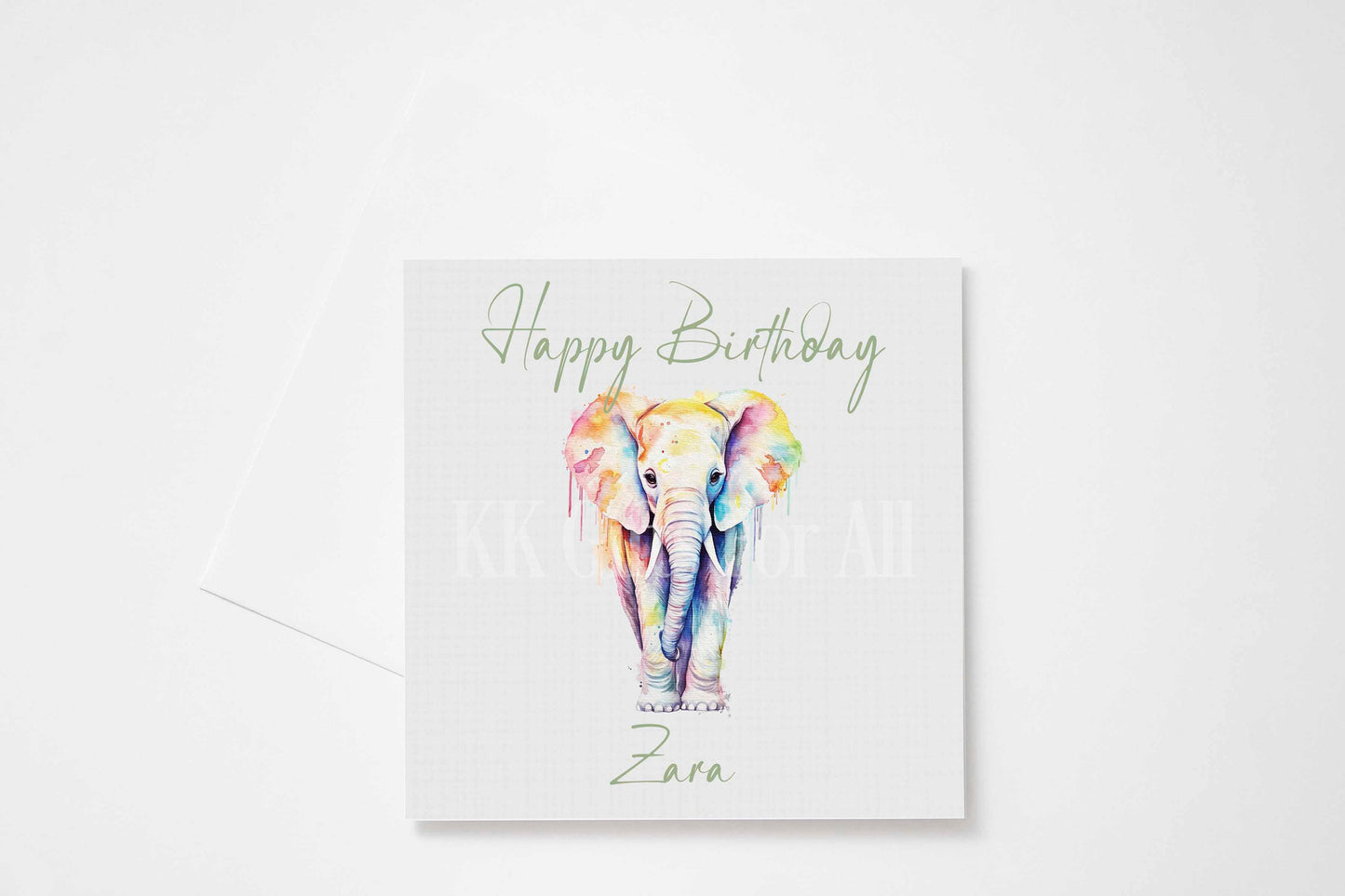 Elephant Birthday Card, Personalised Card For Mum Nan Sister Gran Auntie Friend, Elephant Greetings Card