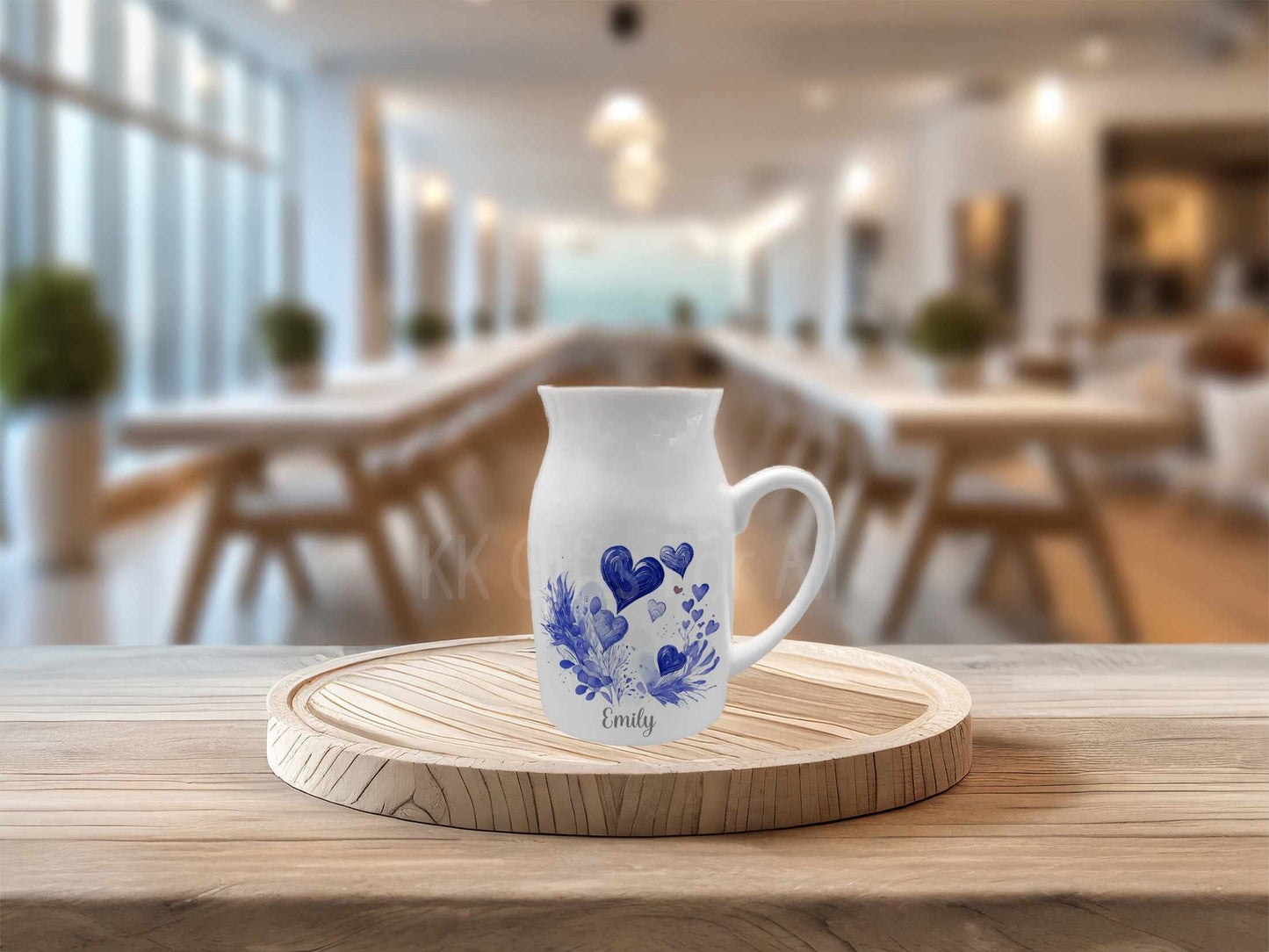 Personalised Heart Milk Jug Vase, Best Friend Mum Nan Birthday, Keepsake Home Decor