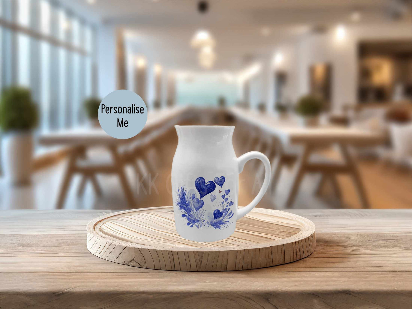 Personalised Heart Milk Jug Vase, Best Friend Mum Nan Birthday, Keepsake Home Decor