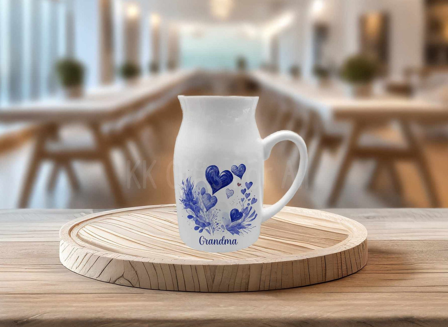 Personalised Heart Milk Jug Vase, Best Friend Mum Nan Birthday, Keepsake Home Decor