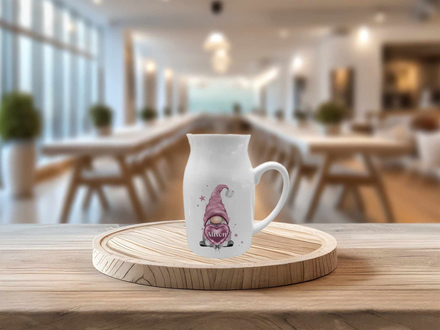 Personalised Pink Gonk Decorative Vase, Gonk Vase Milk Jug, Gonk Gnome Lover Gift, Gonk Home Decor