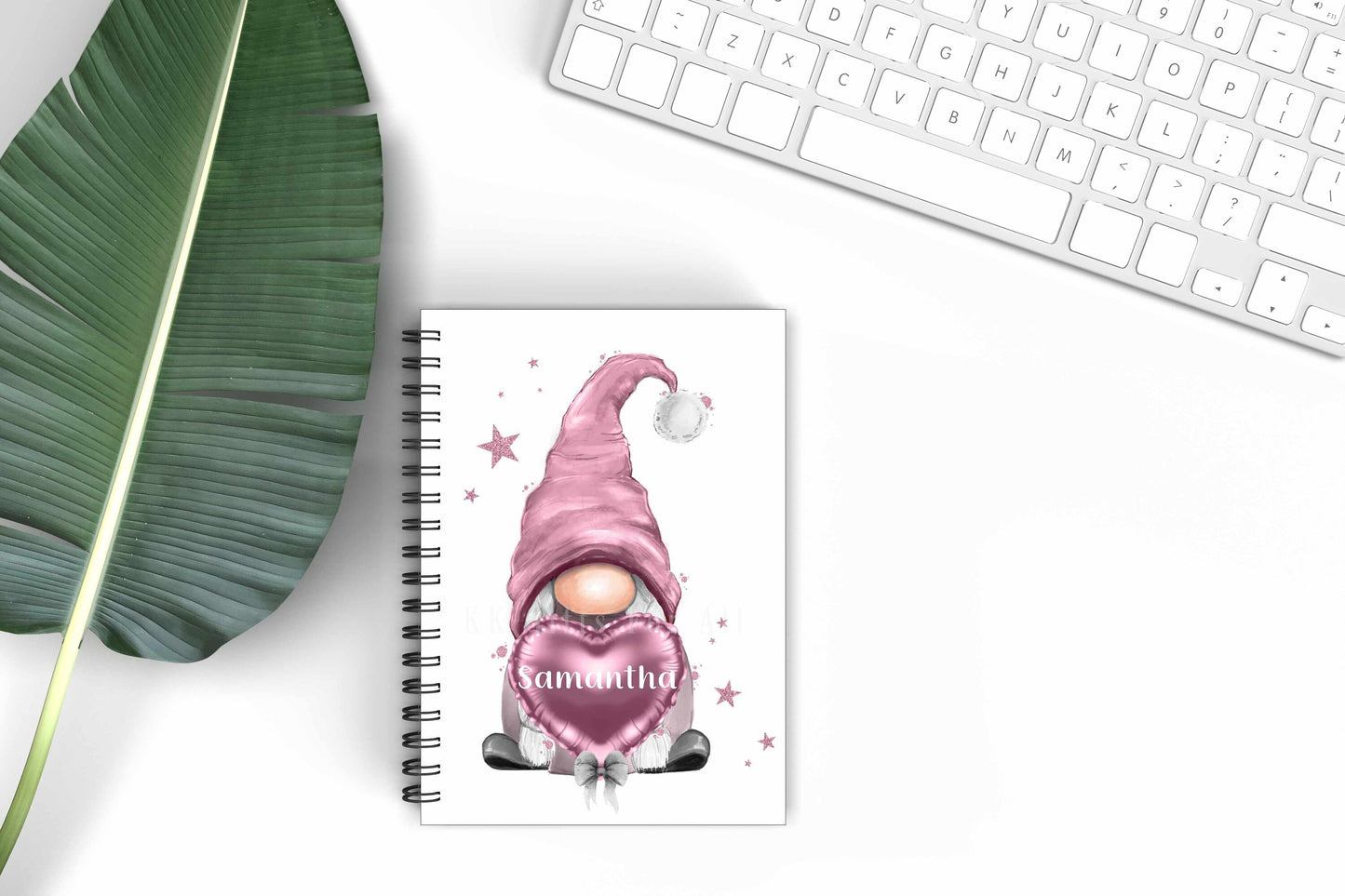 Personalised A5 Gonk Notebook, Gift For Mum Friend Birthday, Gonk Gnome Lover Gift, Pink Gonk Handbag Notebook