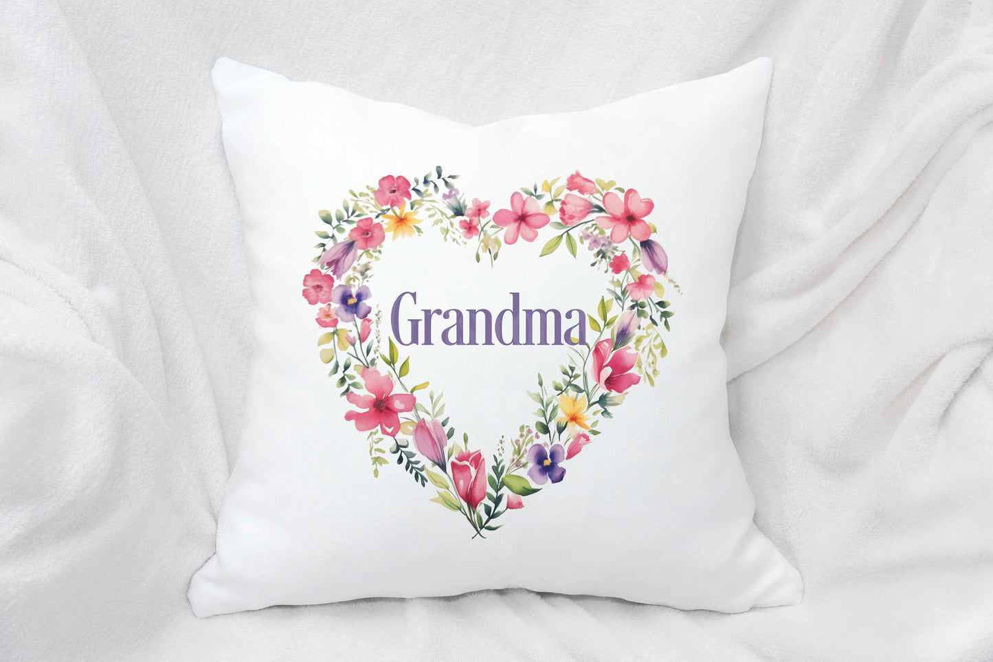 Personalised Floral Hear Cushion, Floral Home Decor Pillow, Gift For Teen Bedroom, Mothers Day Gift Mum Nan Gran Mamgu