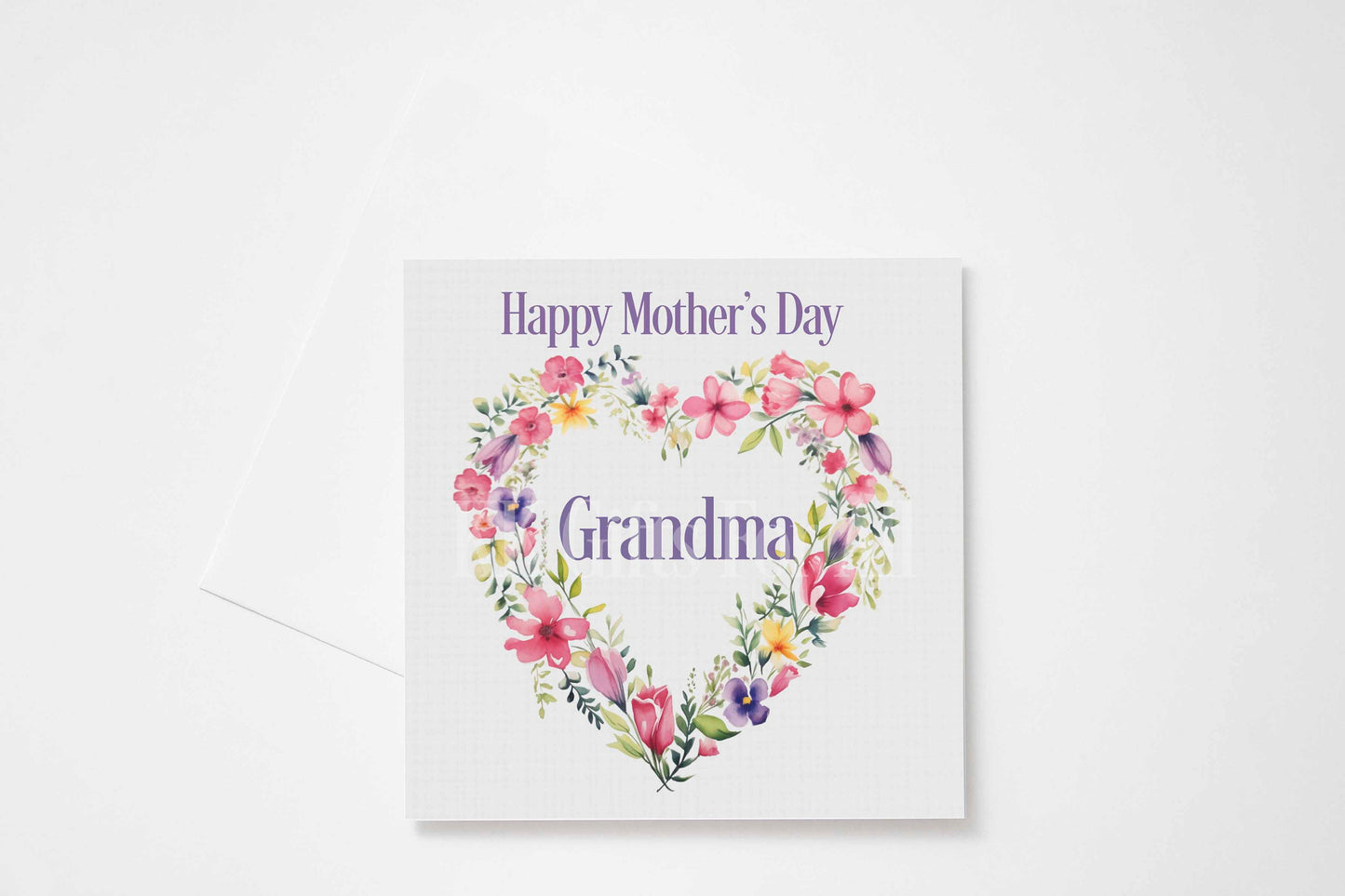 Personalised Mother's Day Card, Card For Mum Nan Granny Mamgu, Floral Heart Mother's Day Card