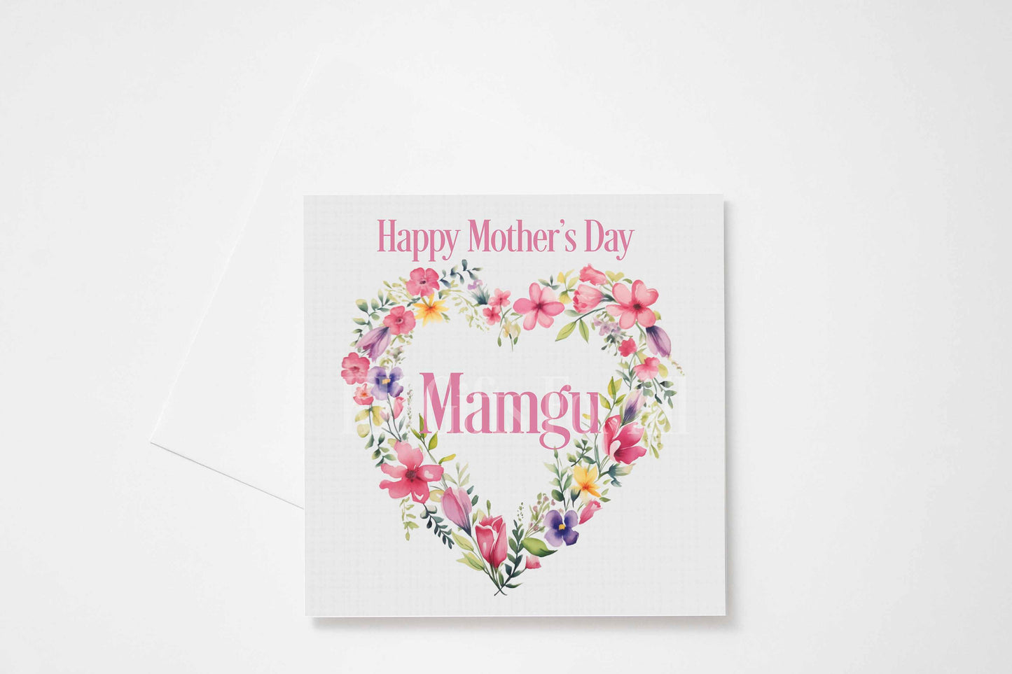 Personalised Mother's Day Card, Card For Mum Nan Granny Mamgu, Floral Heart Mother's Day Card