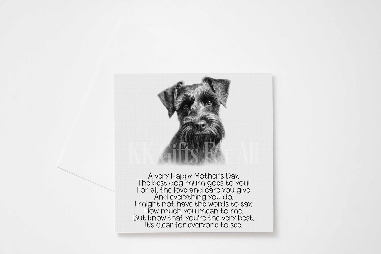 Personalised Mother's Day Card From Dog, Dark Minature Schnauzer Card, Dog Mum Card