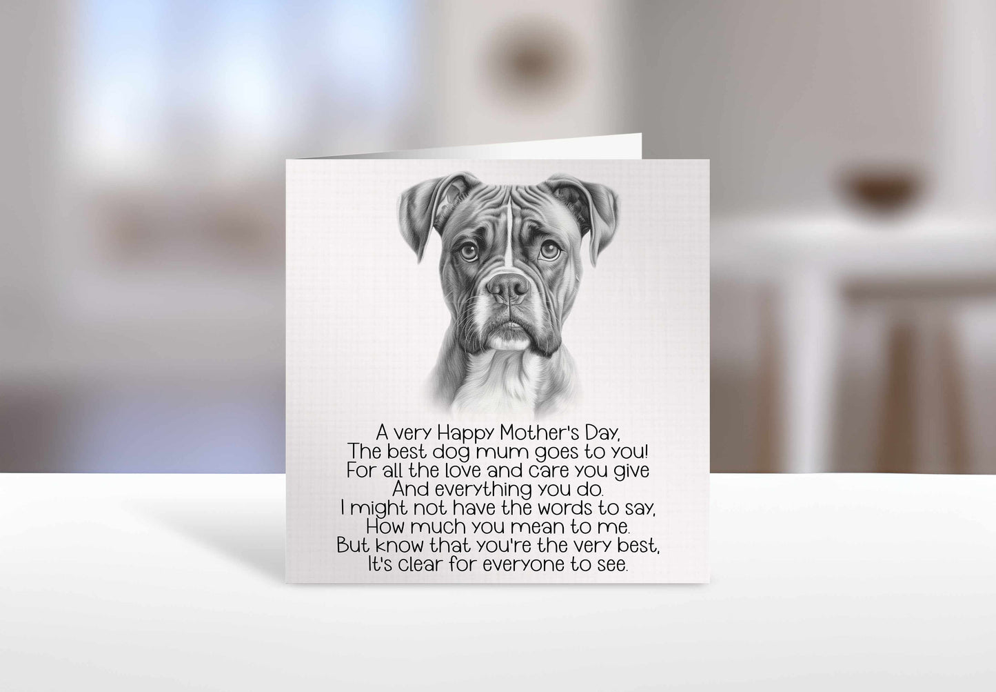 Boxer Dog Mother's Day Card, Sketchy Boxer Dog Mum Card, Boxer Dog Mum Card