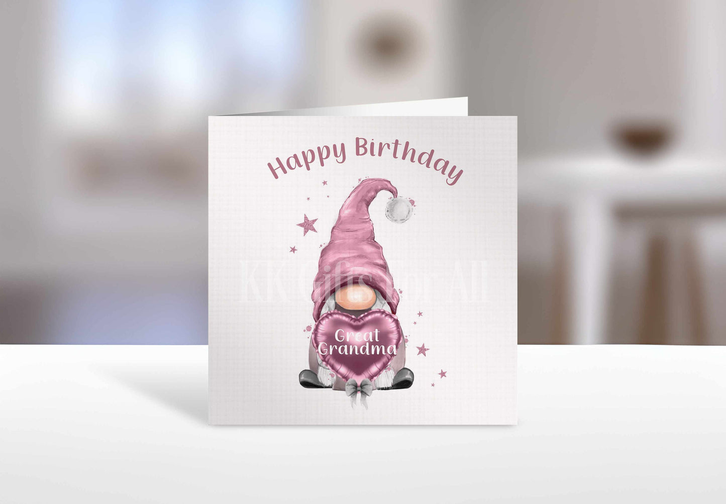 Personalised Gonk Card, Birthday Card For Gonk Lover, Gnome Greetings Card For Wife, Pink Gonk Birthday Card Mum Friend Sister