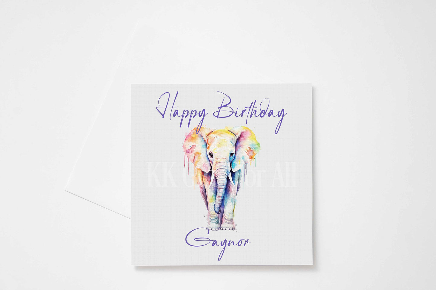 Elephant Birthday Card, Personalised Card For Mum Nan Sister Gran Auntie Friend, Elephant Greetings Card