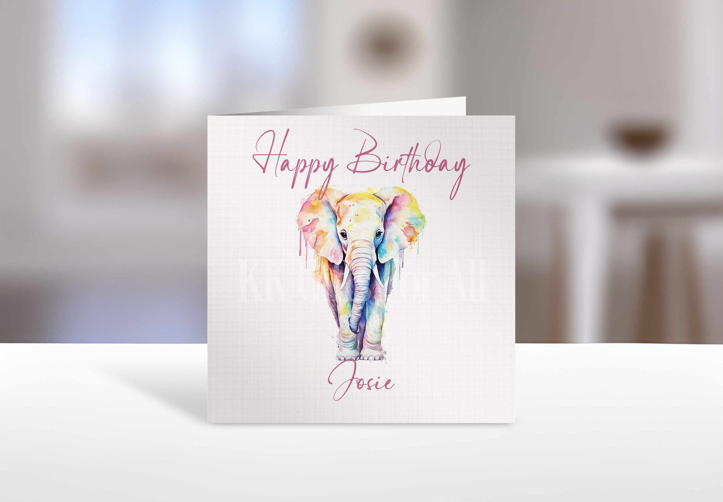 Elephant Birthday Card, Personalised Card For Mum Nan Sister Gran Auntie Friend, Elephant Greetings Card