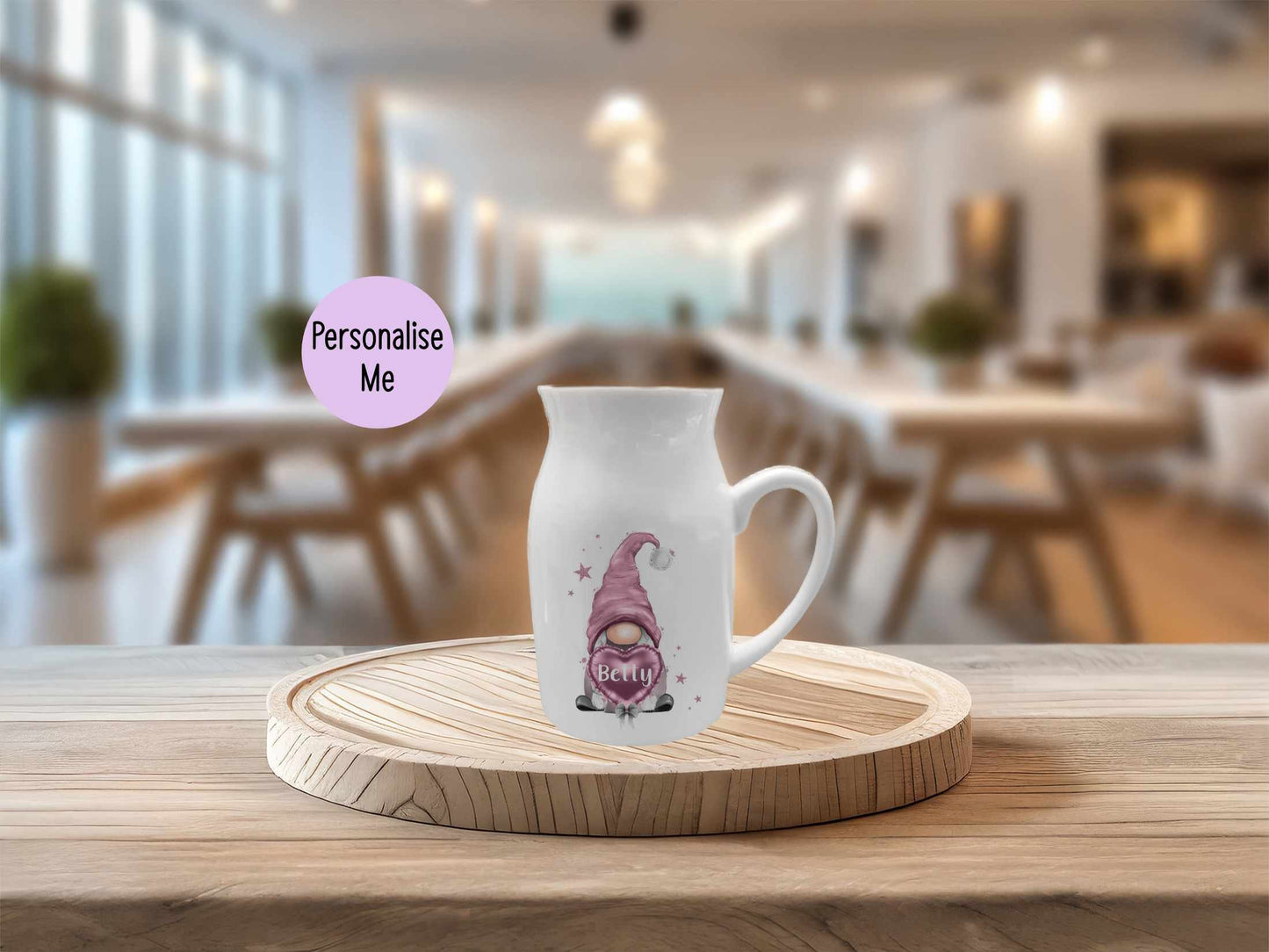 Personalised Pink Gonk Decorative Vase, Gonk Vase Milk Jug, Gonk Gnome Lover Gift, Gonk Home Decor