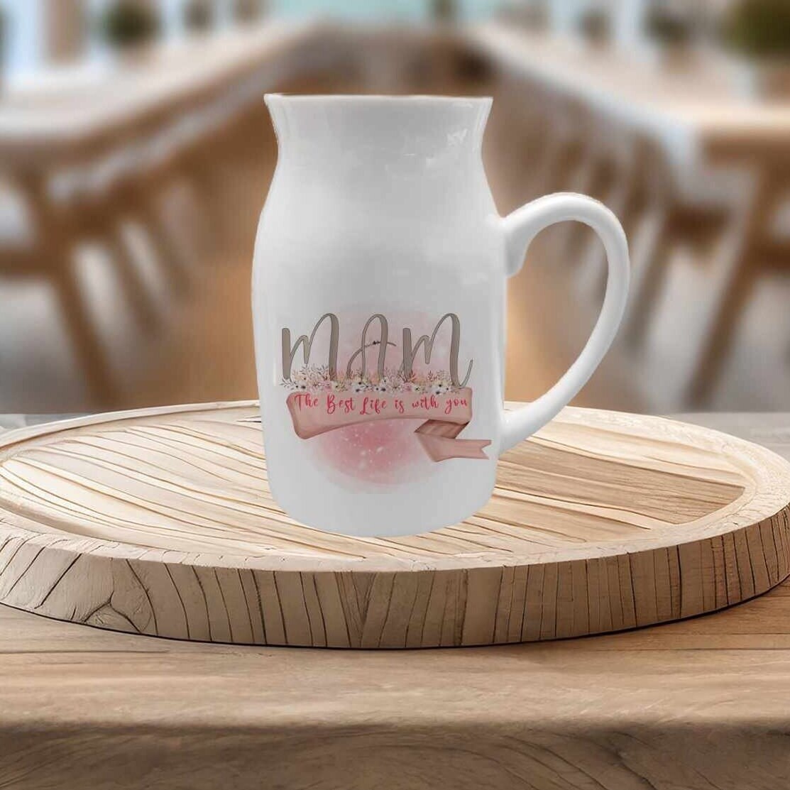 Mam Decorative Milk Jug Vase, Mother Day Gift For Mam, Mam Home Decor