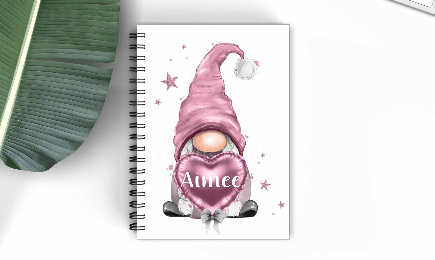 Personalised A5 Gonk Notebook, Gift For Mum Friend Birthday, Gonk Gnome Lover Gift, Pink Gonk Handbag Notebook